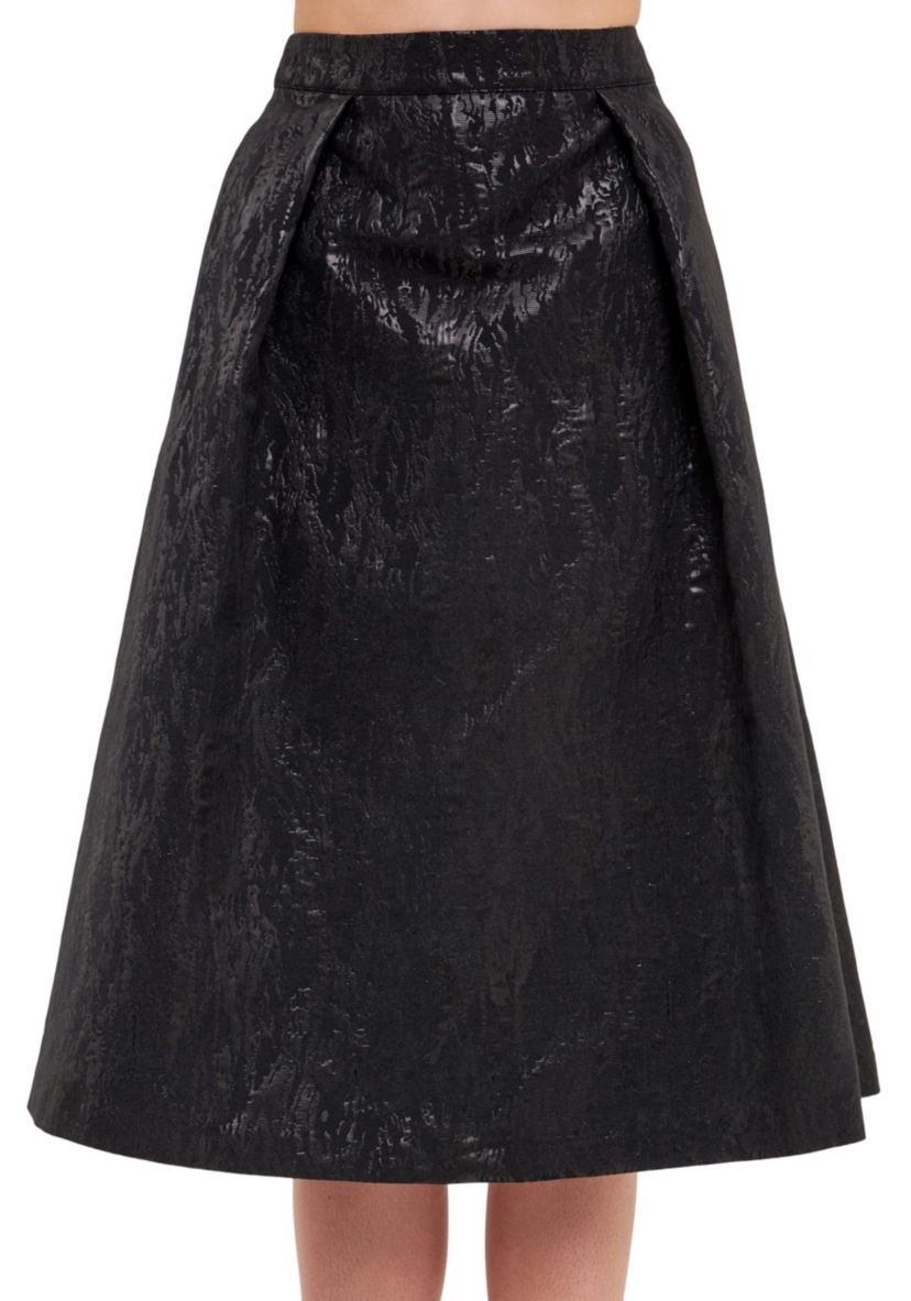 Metallic Jacquard Flare Midi Skirt