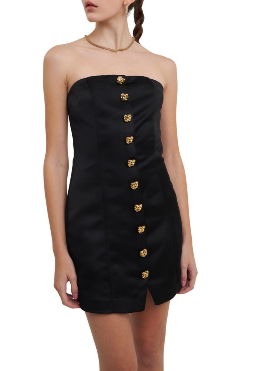 Strapless Button Accent Mini