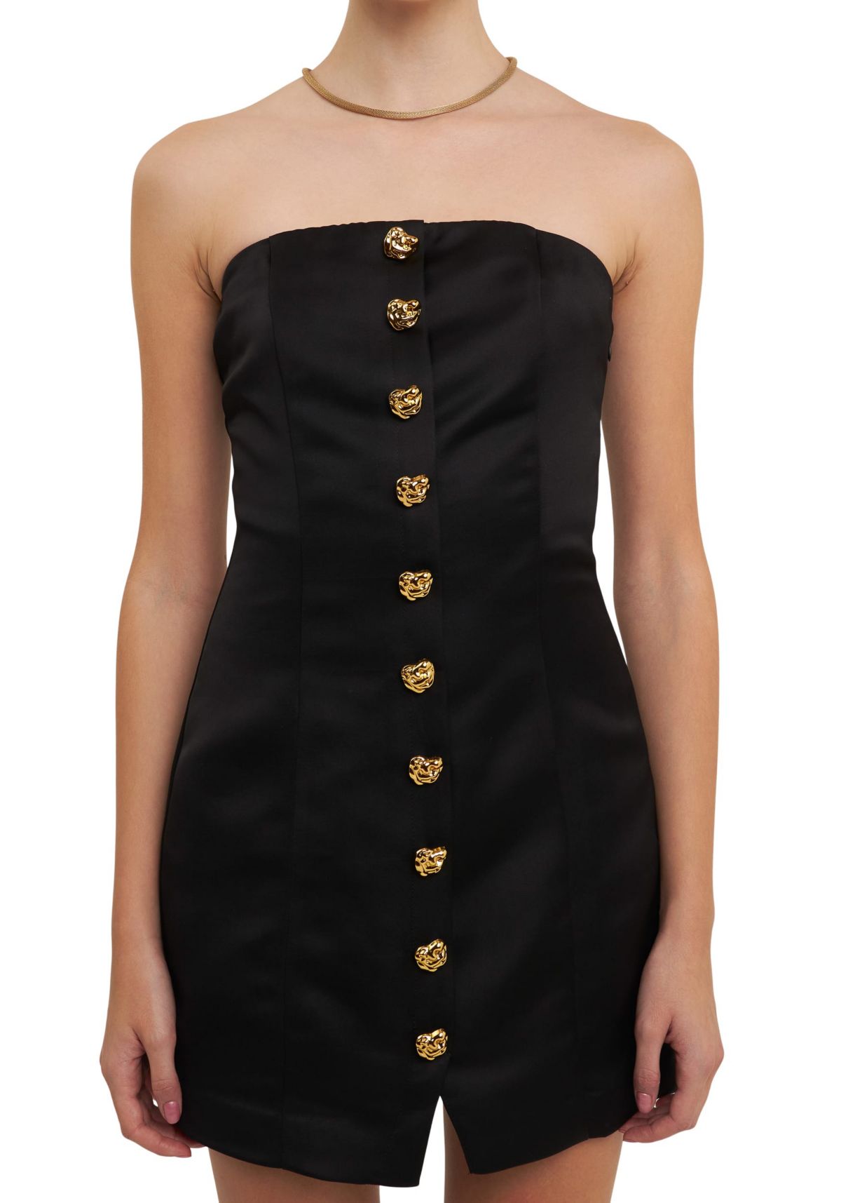 Strapless Button Accent Mini