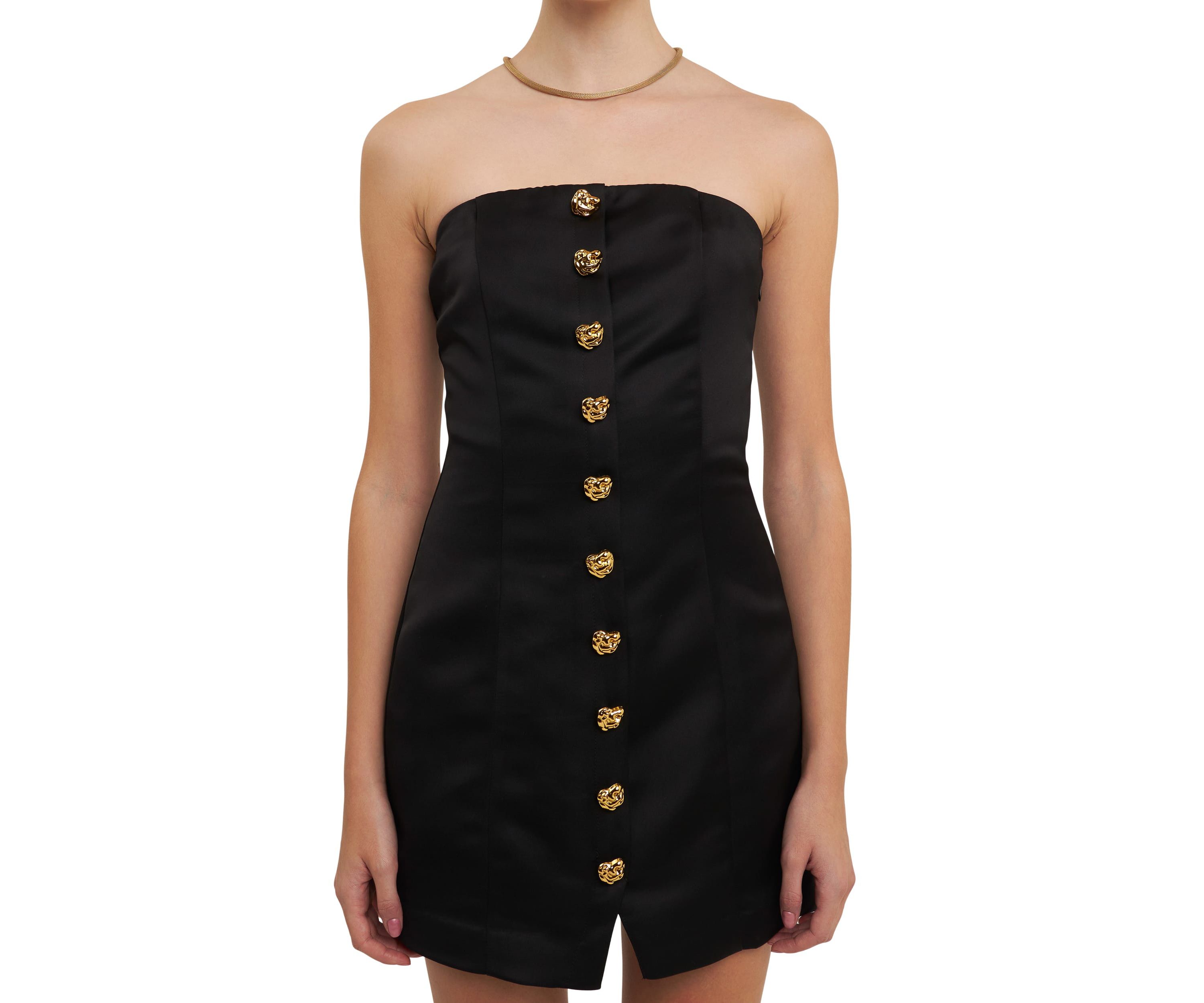 Strapless Button Accent Mini