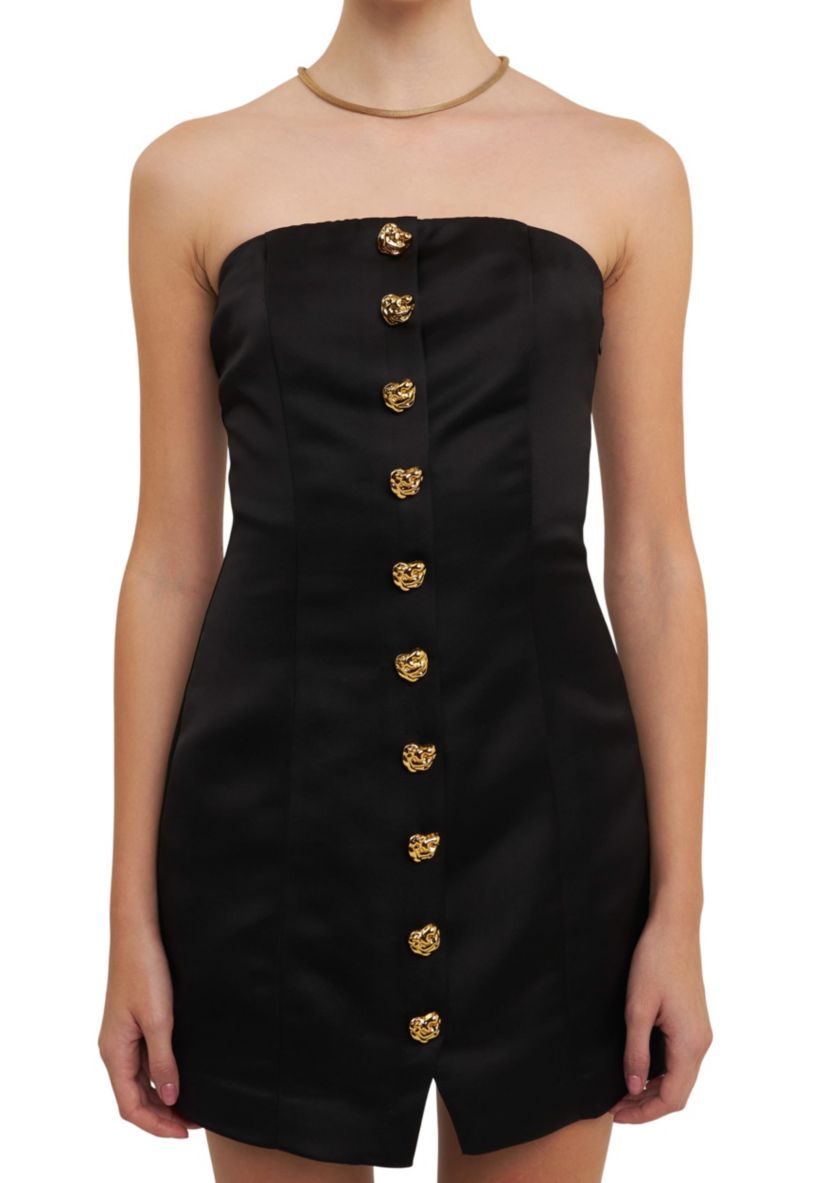 Strapless Button Accent Mini