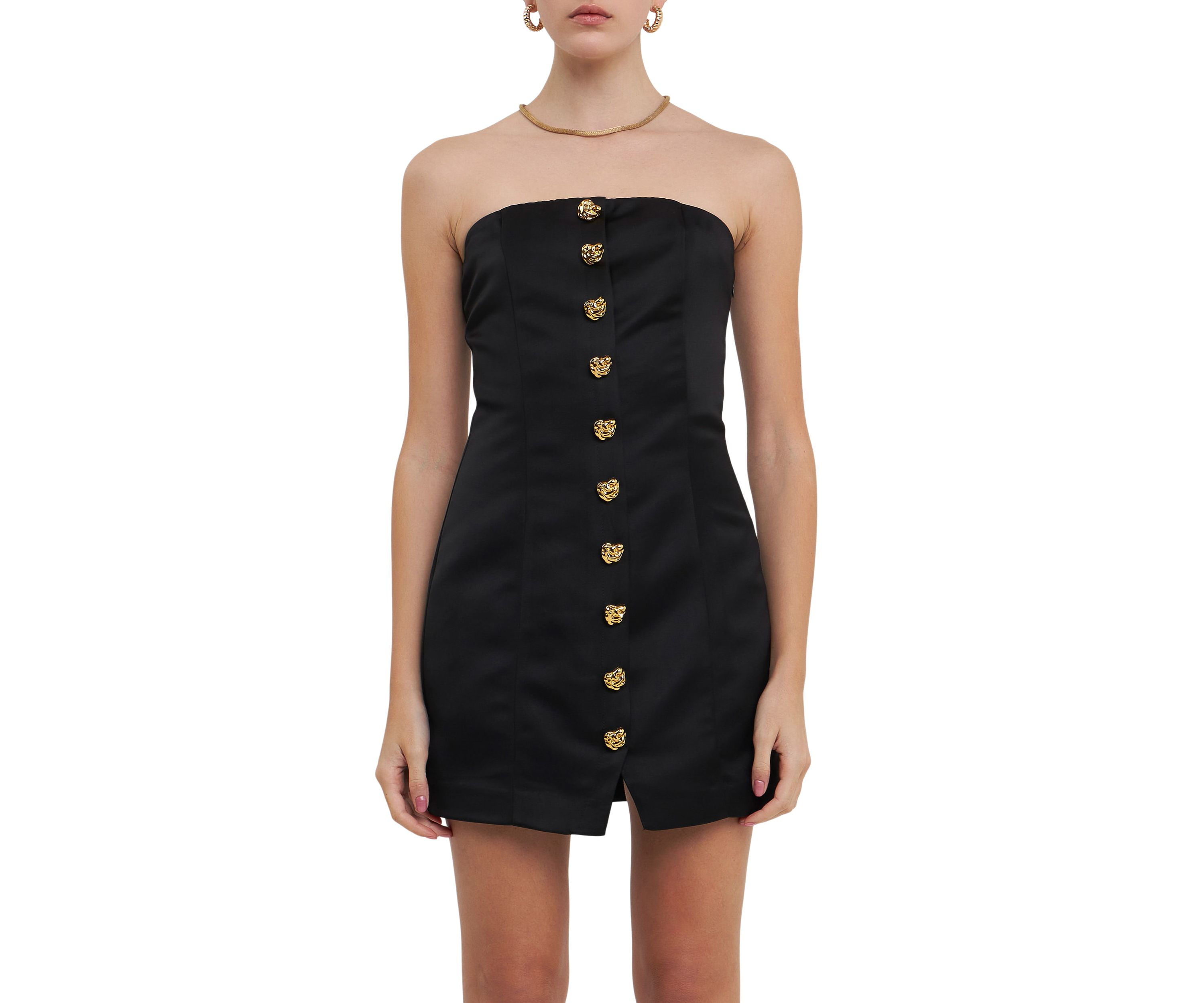 Strapless Button Accent Mini