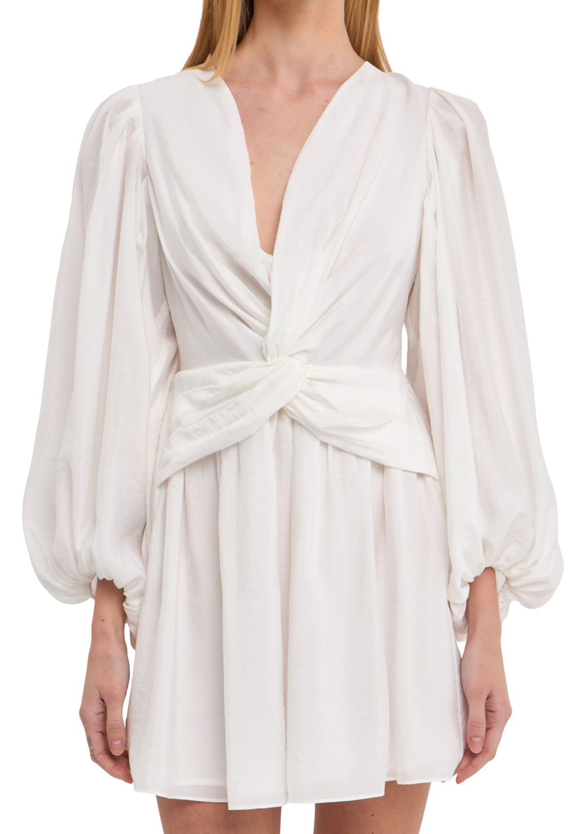 Twist Front Draped Mini Dress