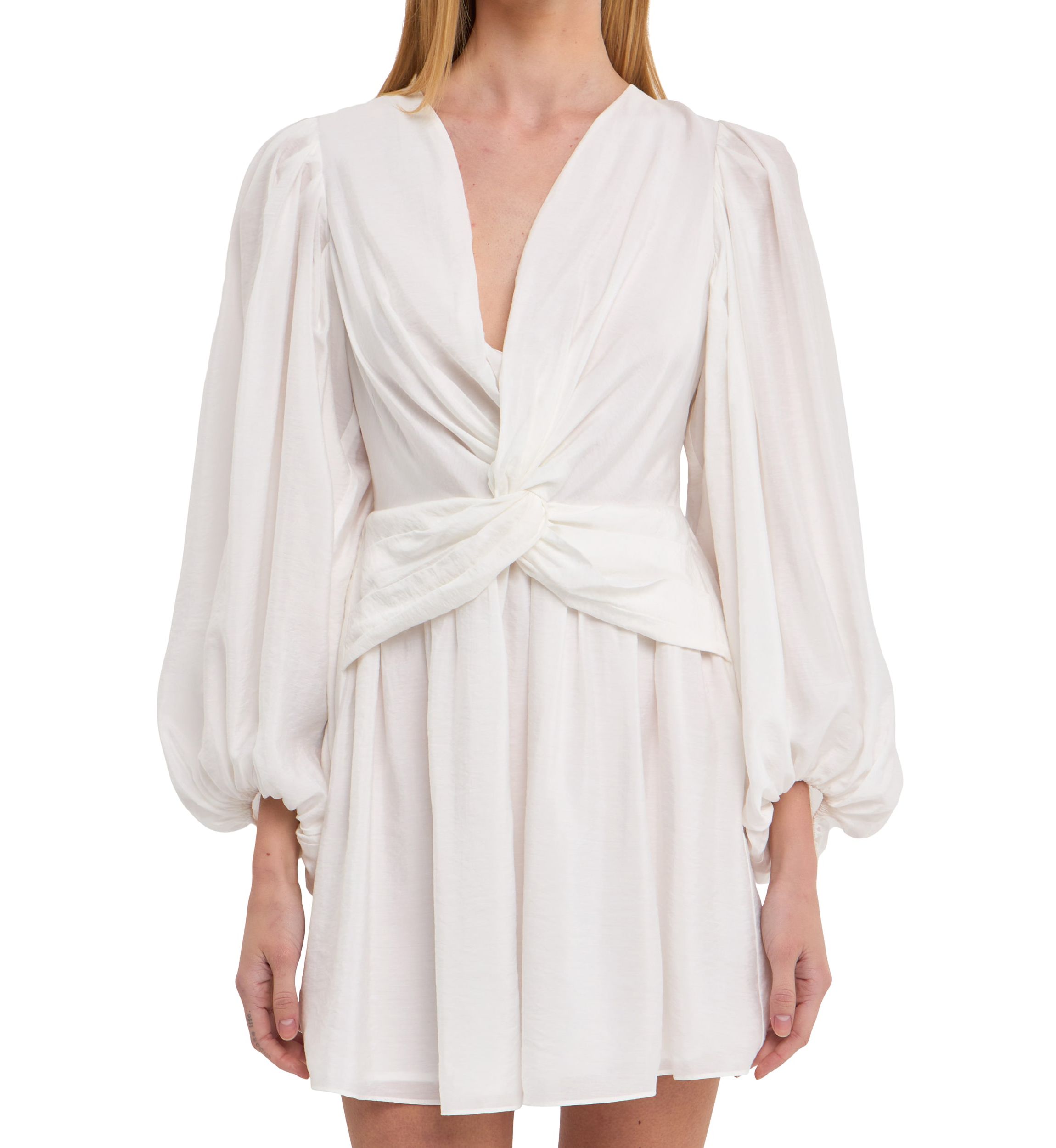 Twist Front Draped Mini Dress