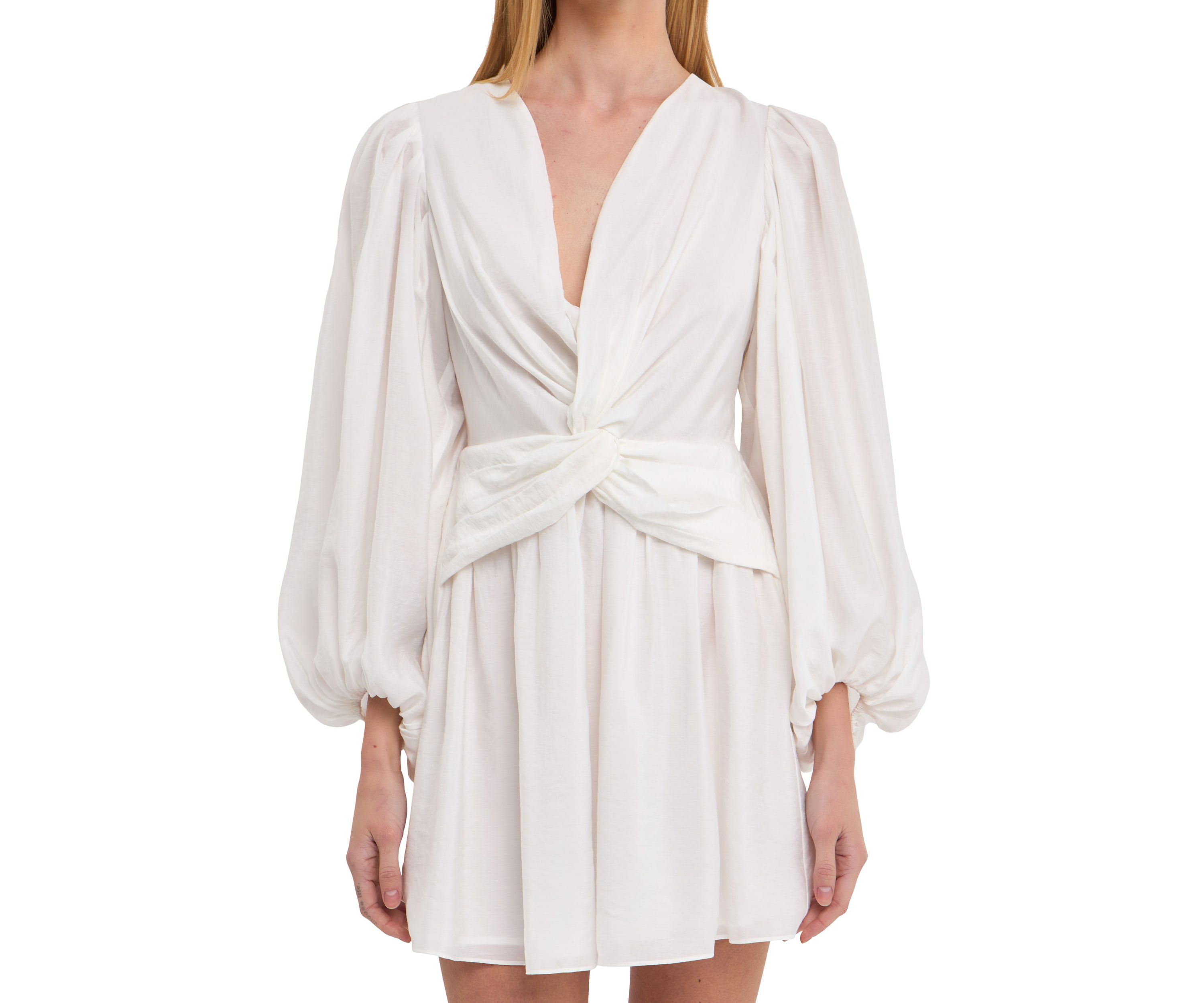 Twist Front Draped Mini Dress