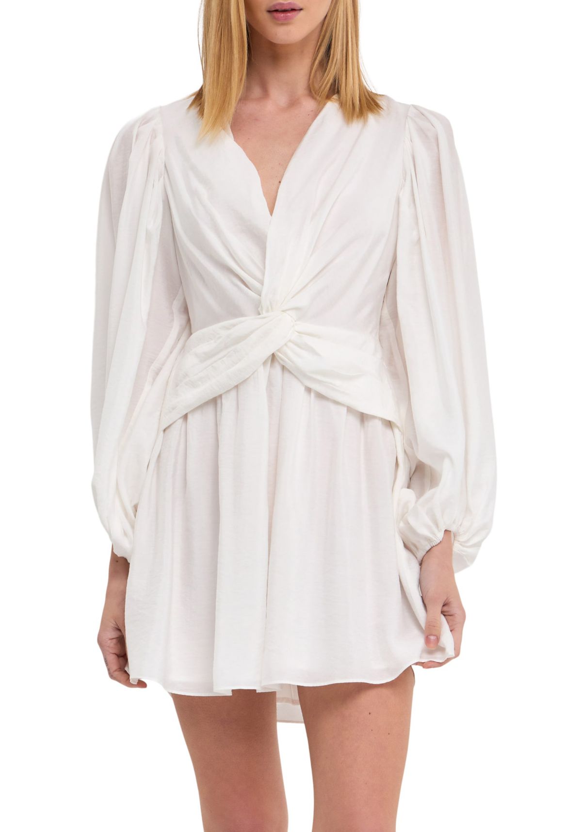 Twist Front Draped Mini Dress