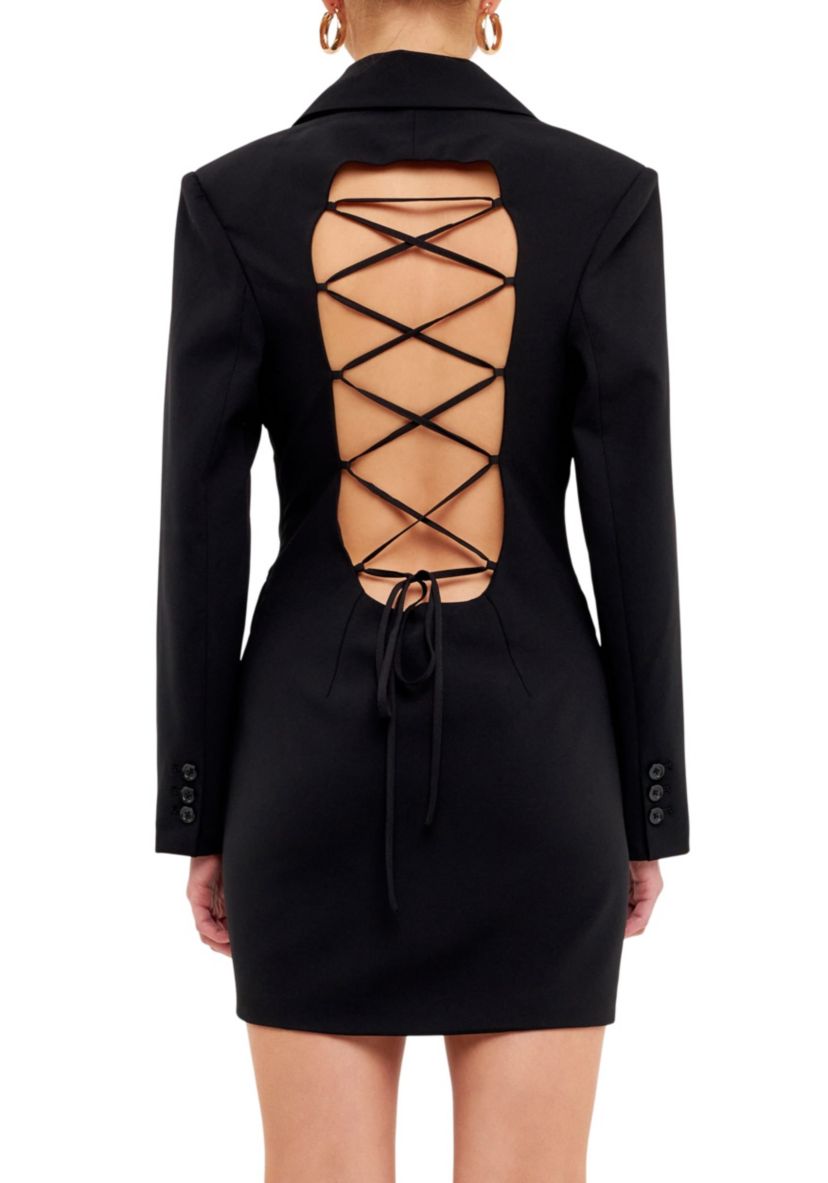 Collared Dress with Open Back Detail