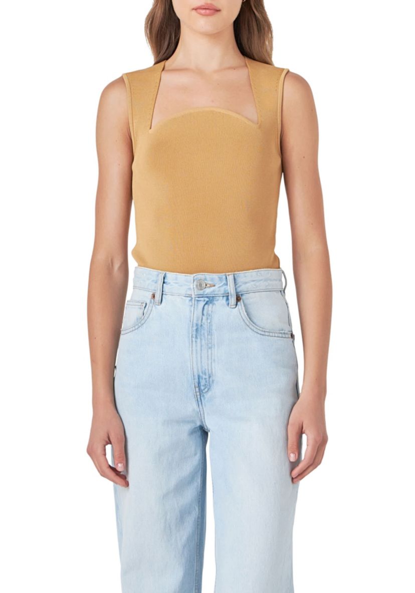 Ribbed Knit Sleeveless Top