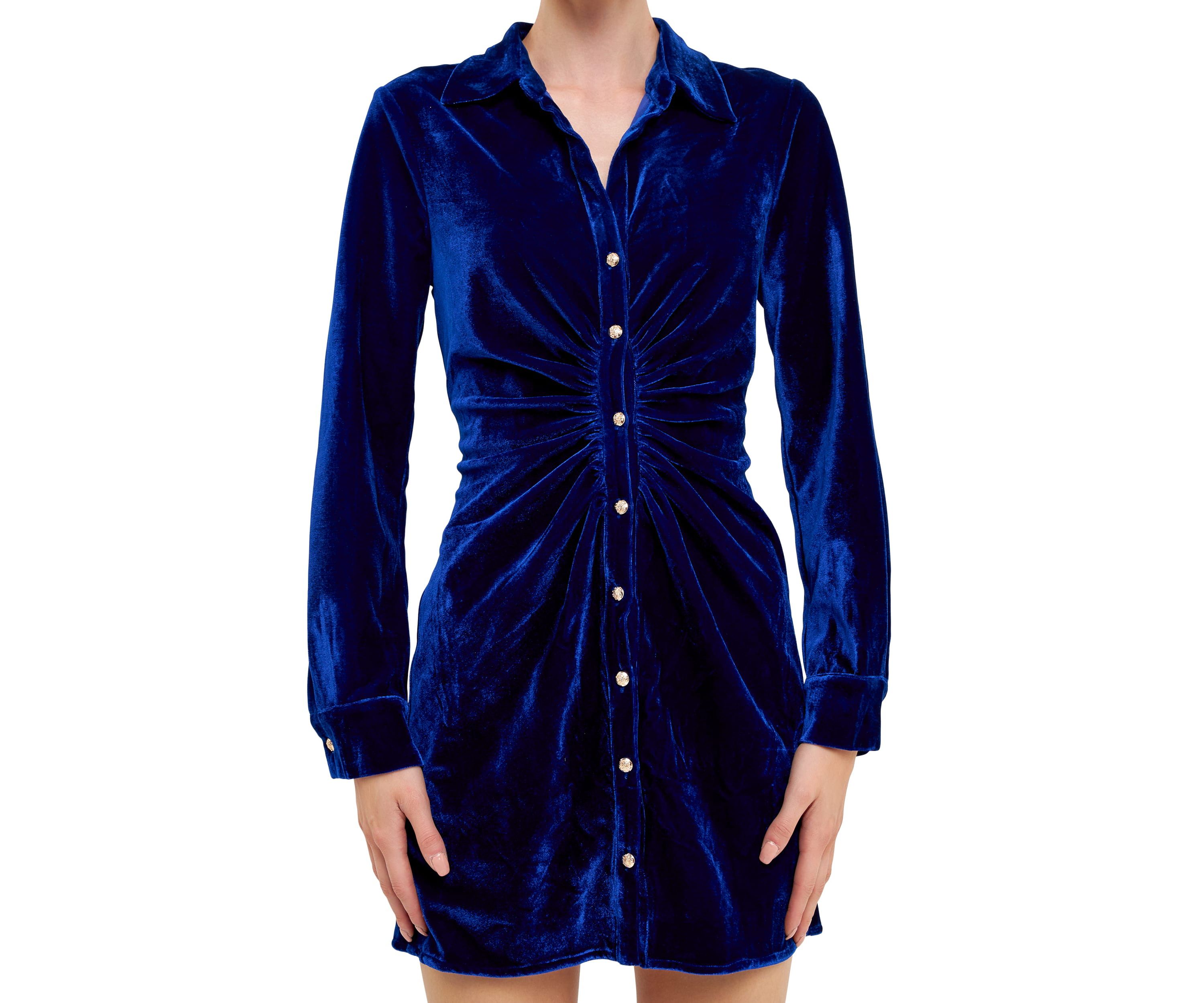 Velvet Shirt Style Mini Dress