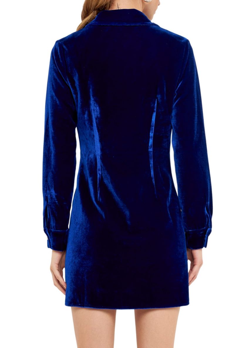 Velvet Shirt Style Mini Dress