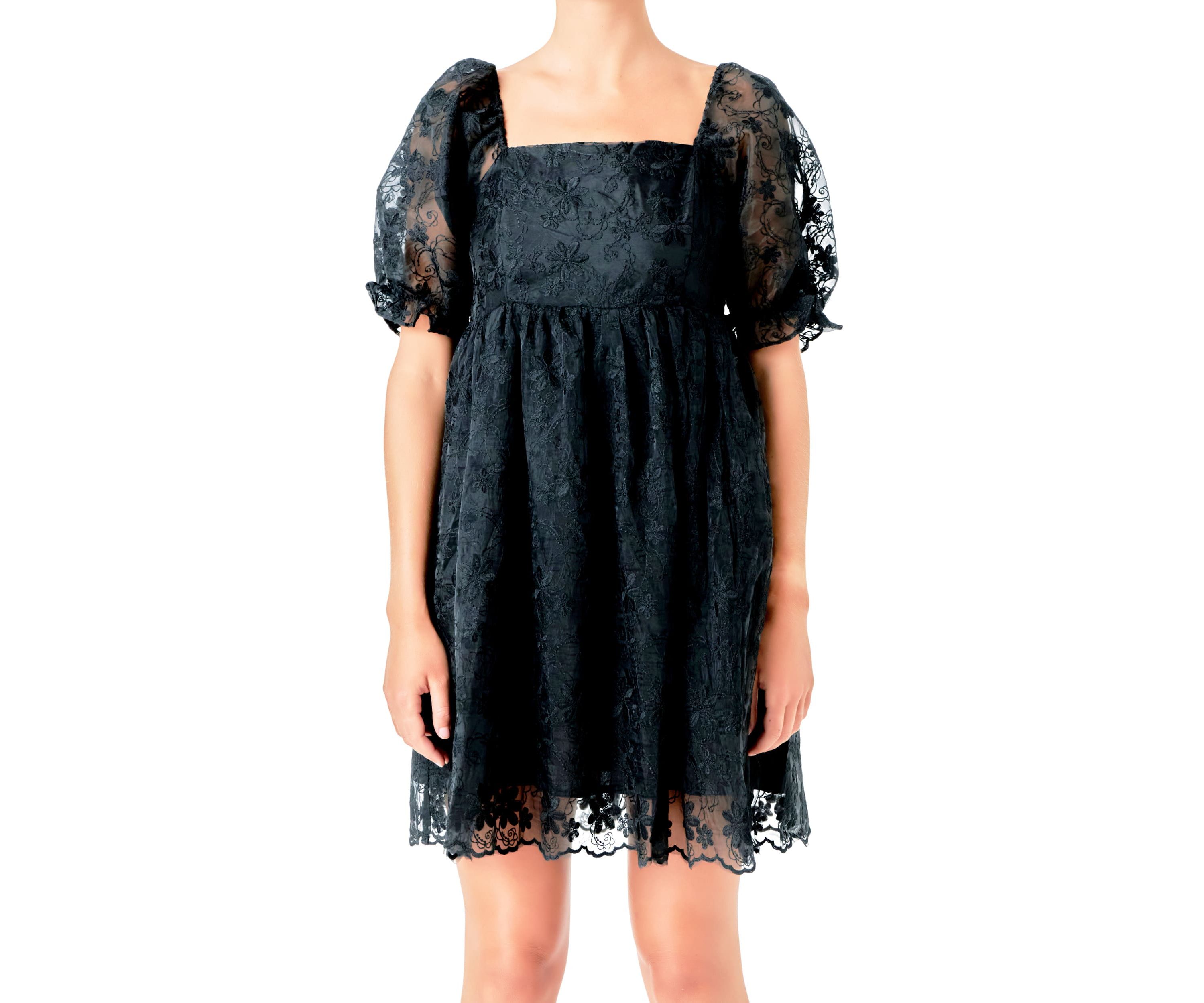 Floral Embroidery Babydoll Dress
