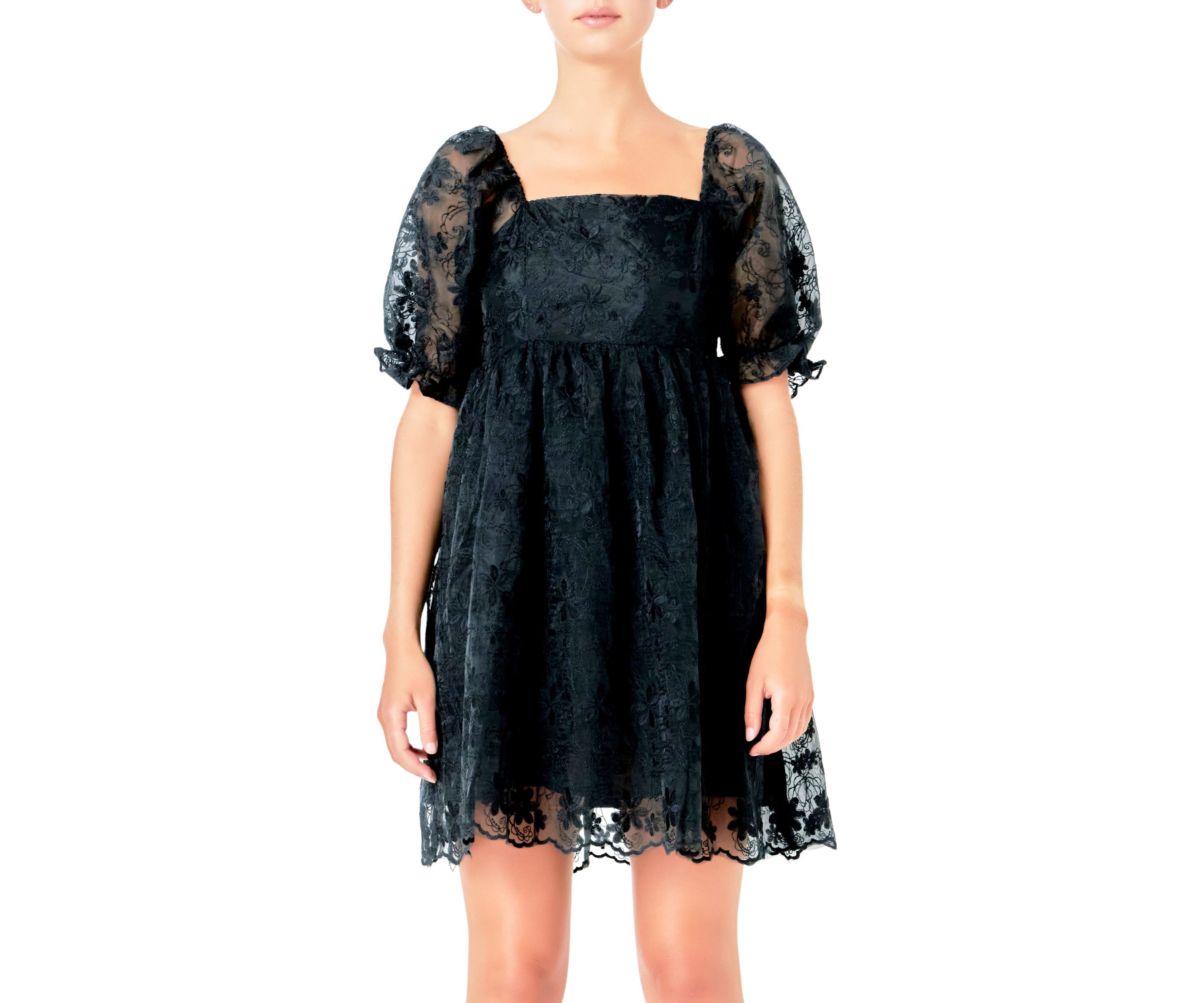 Floral Embroidery Babydoll Dress