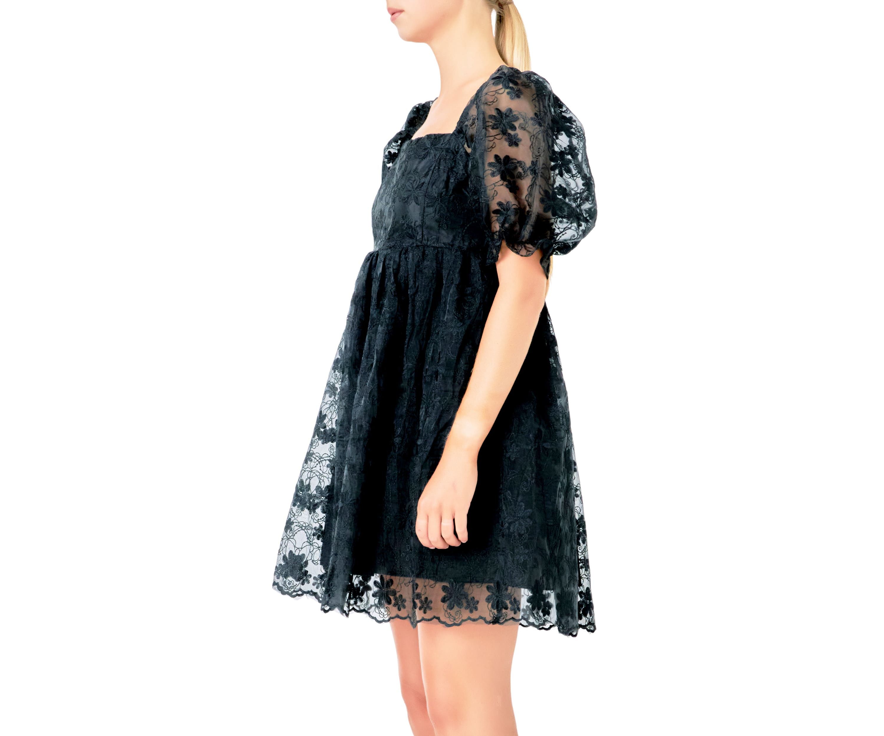 Floral Embroidery Babydoll Dress