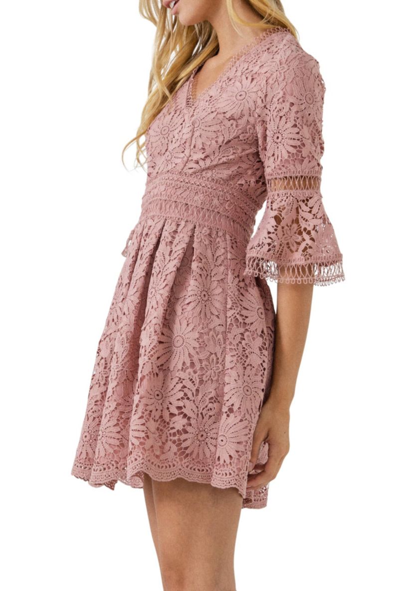 All of Lace Bell Sleeve Dress