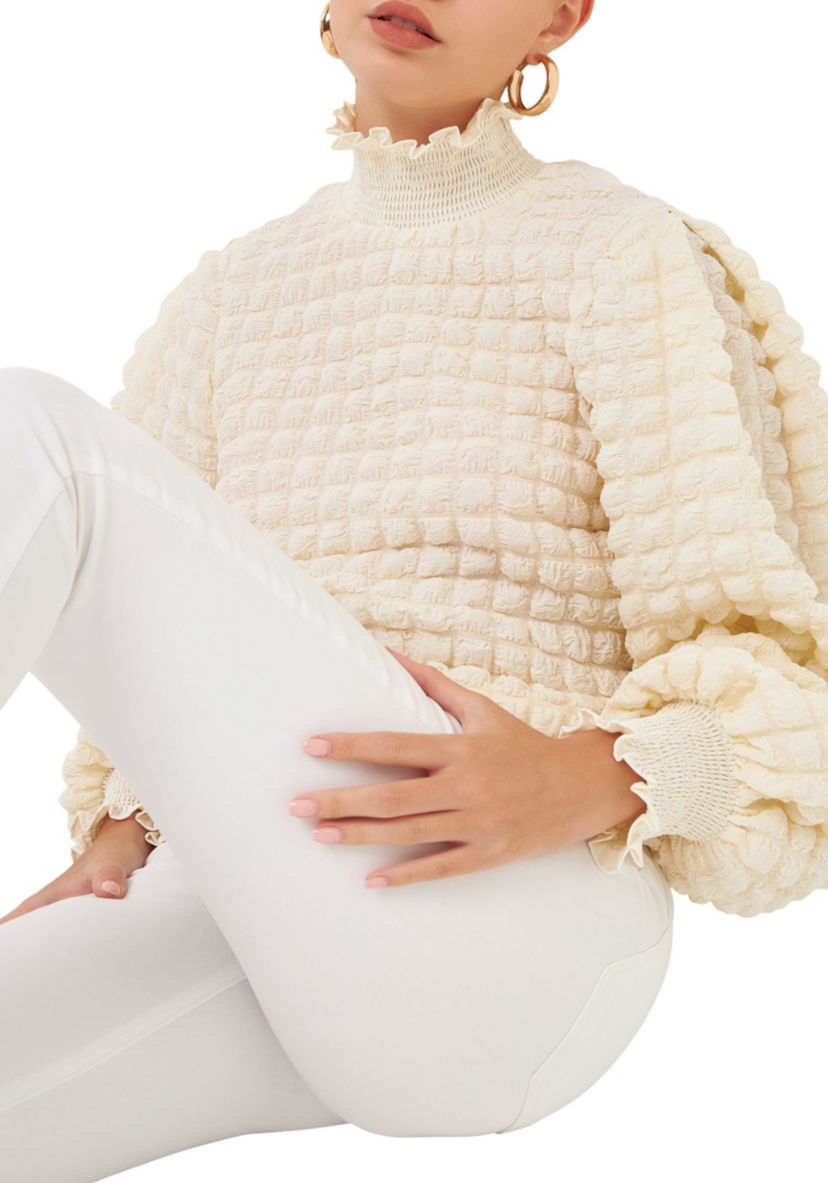 Textured Smock Neck Blouse