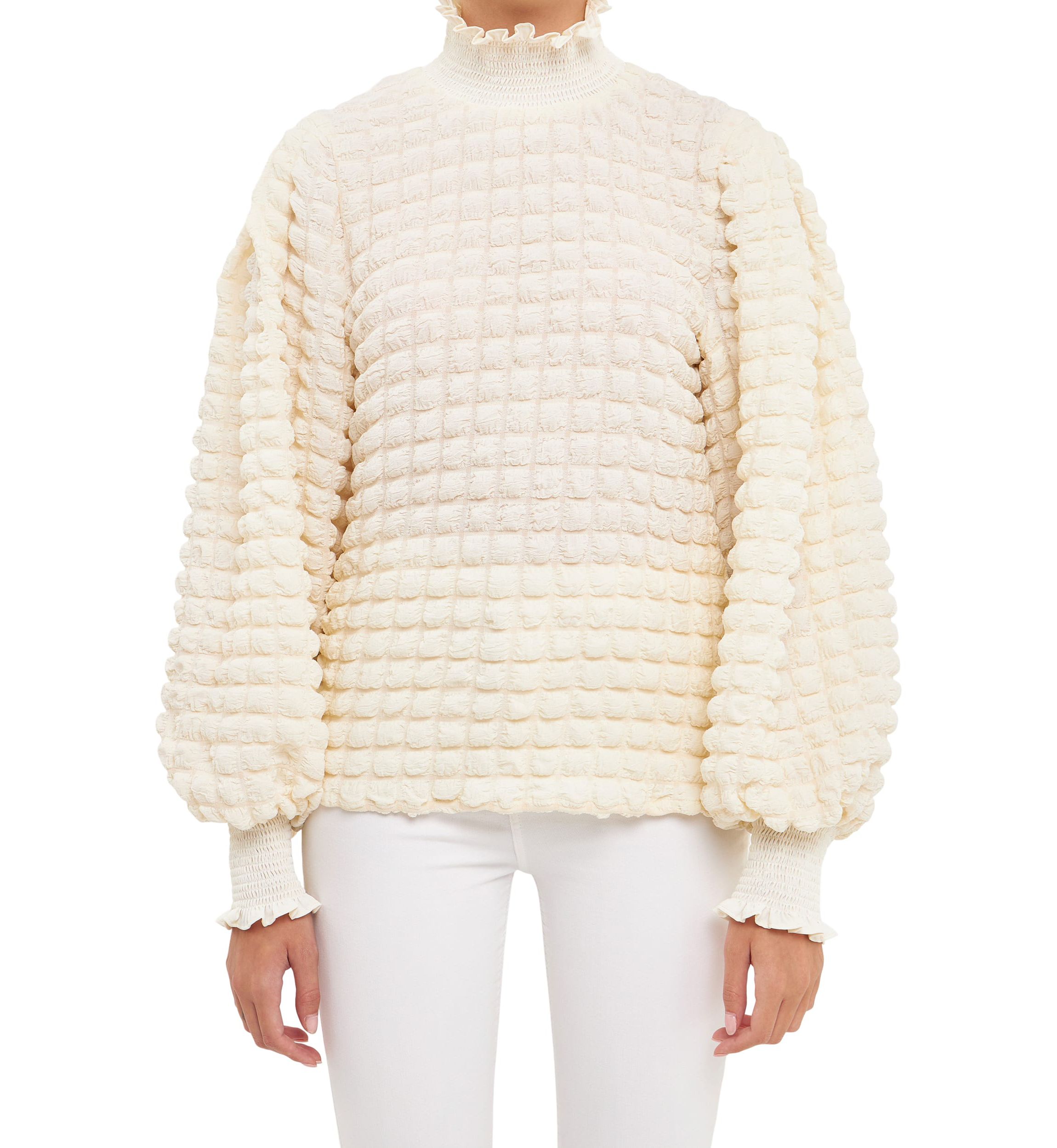 Textured Smock Neck Blouse