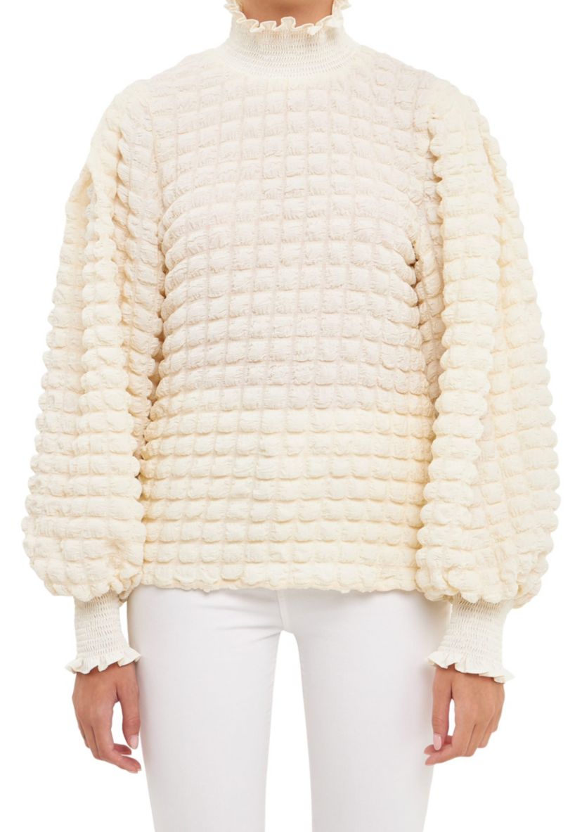 Textured Smock Neck Blouse