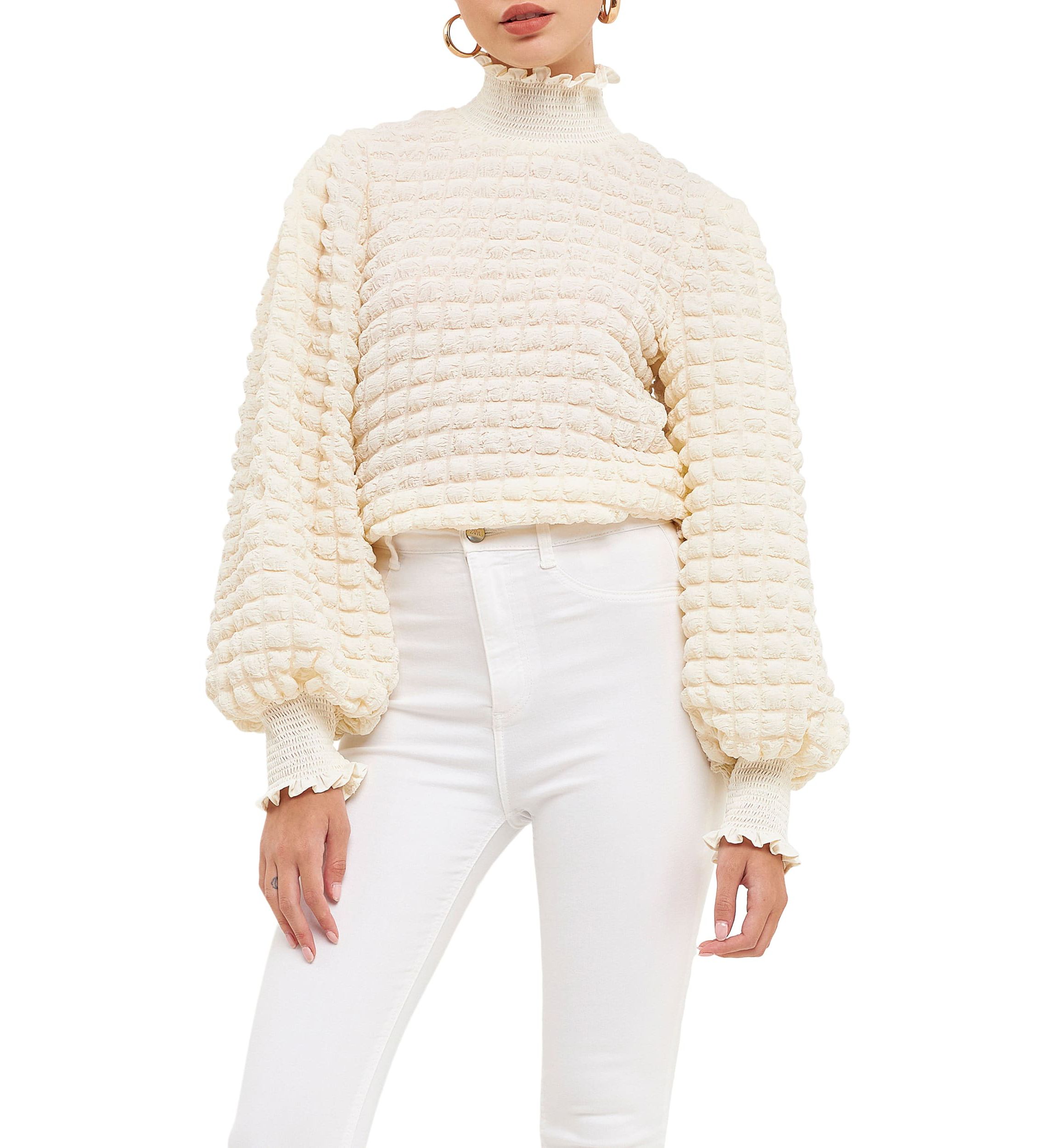 Textured Smock Neck Blouse