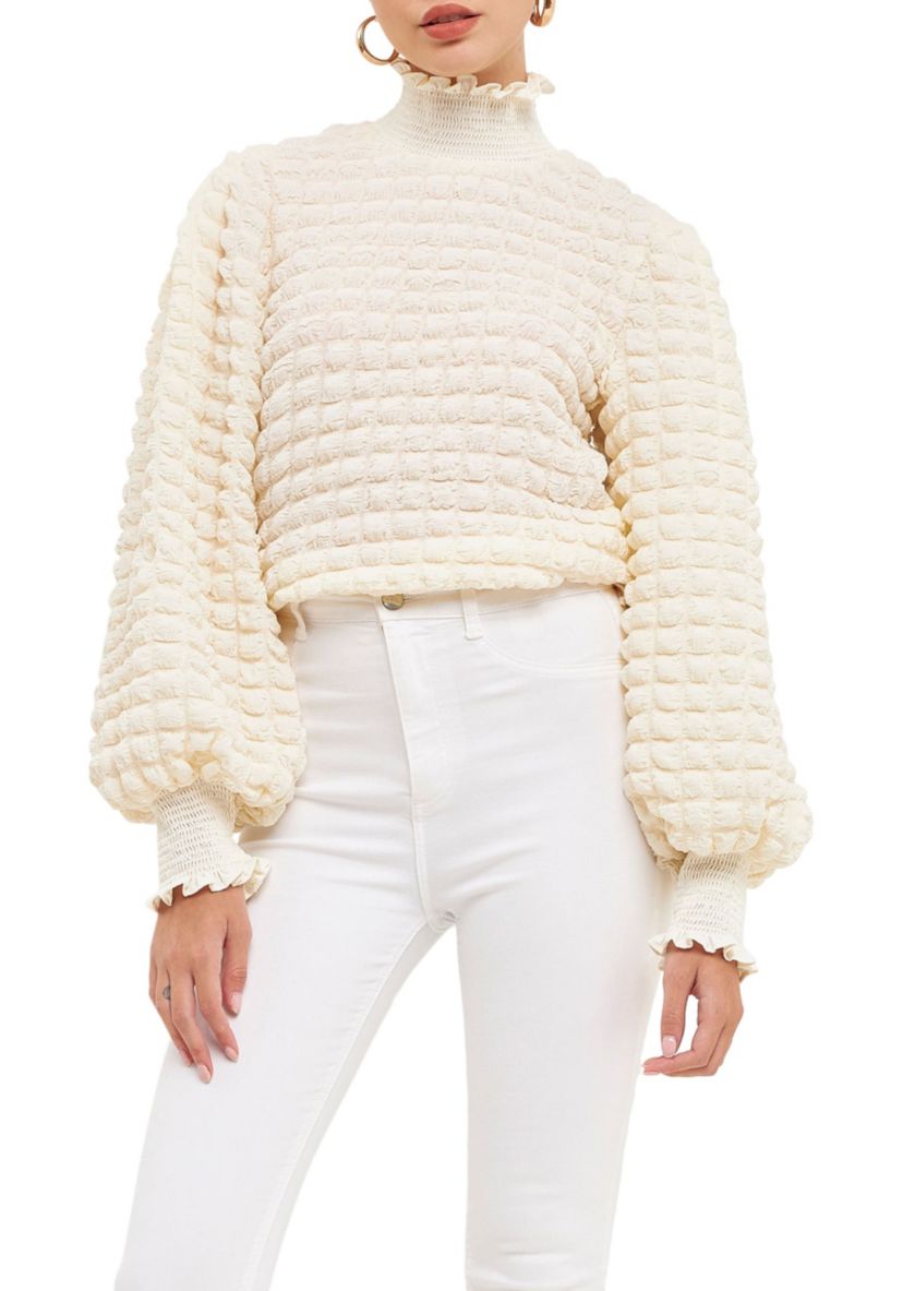 Textured Smock Neck Blouse