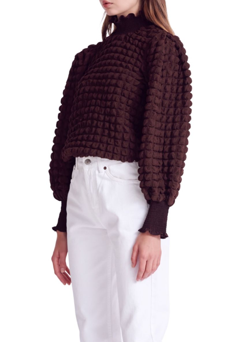 Textured Smock Neck Blouse