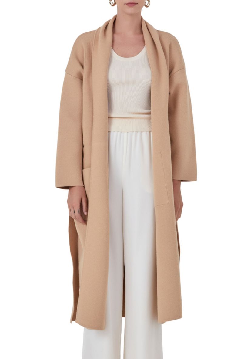 Shawl Collar Oversize Long Cardigan