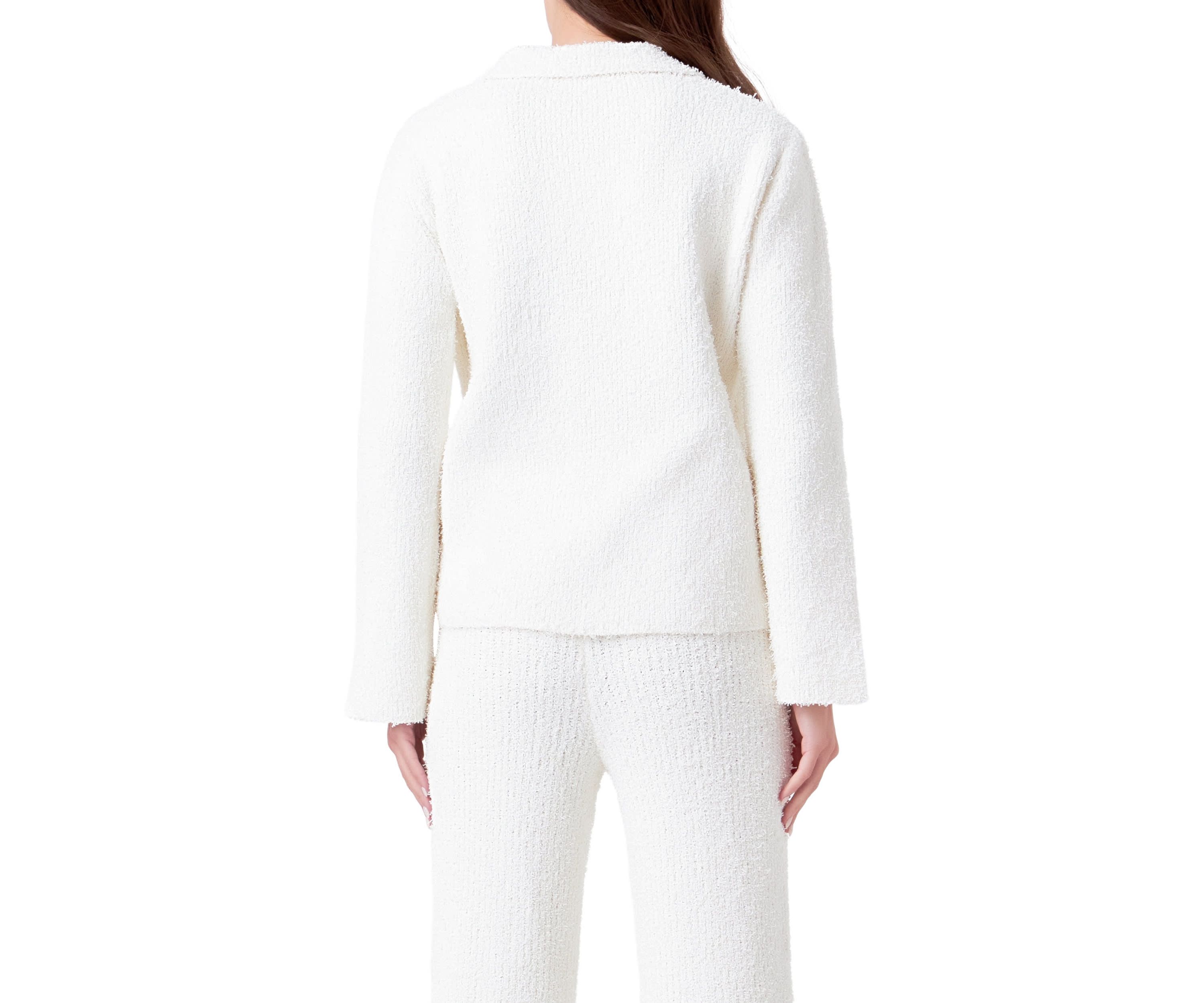 Textured Fuzzy Collared Sweater