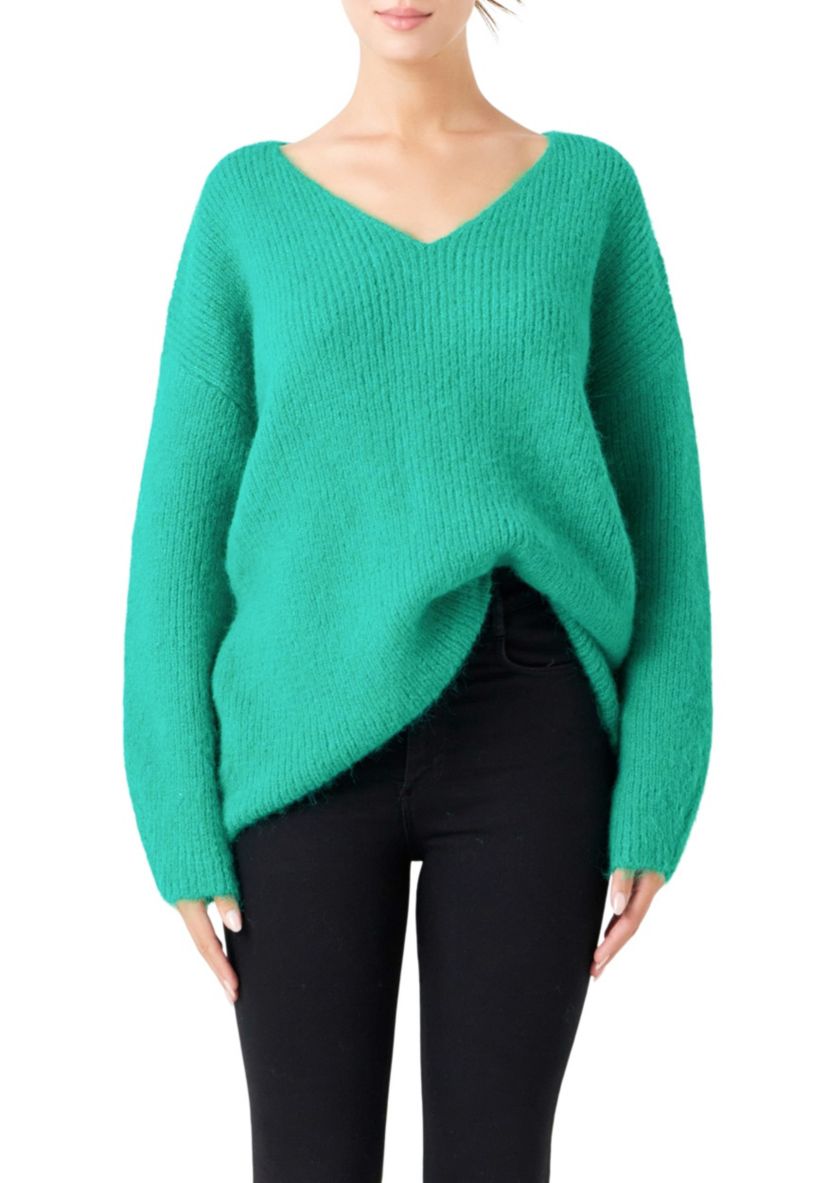 Furry V Neck Sweater