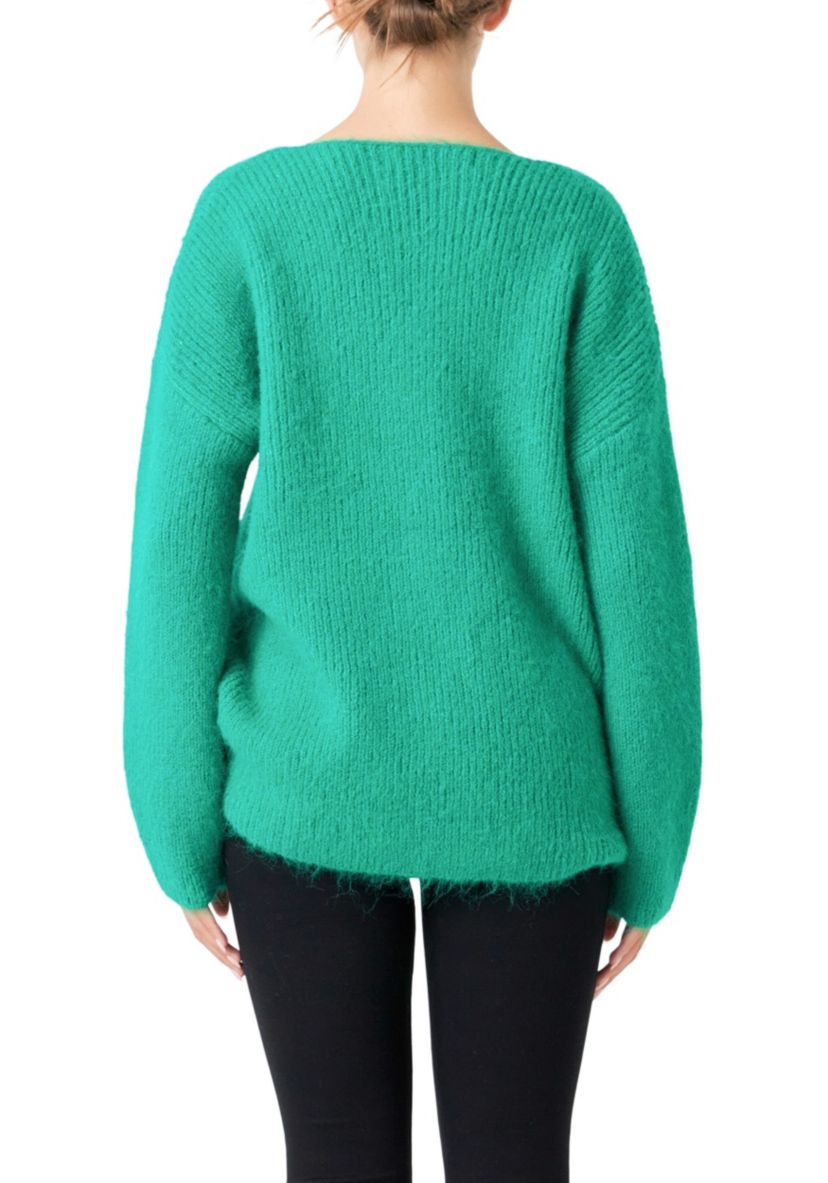 Furry V Neck Sweater