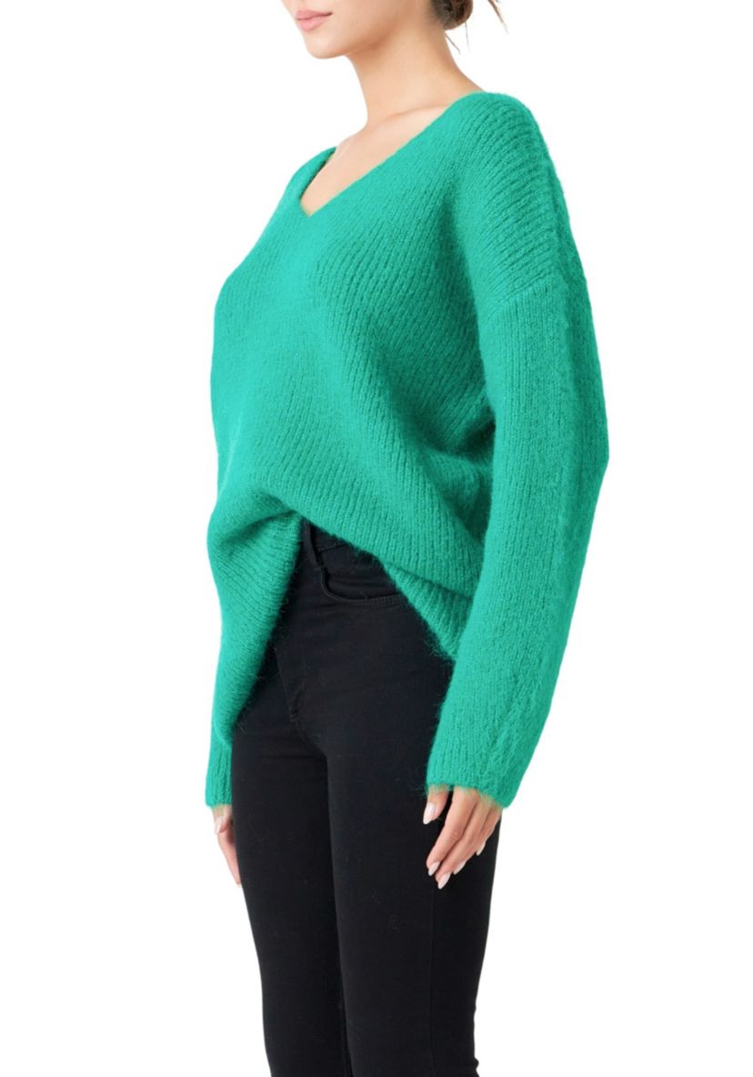Furry V Neck Sweater