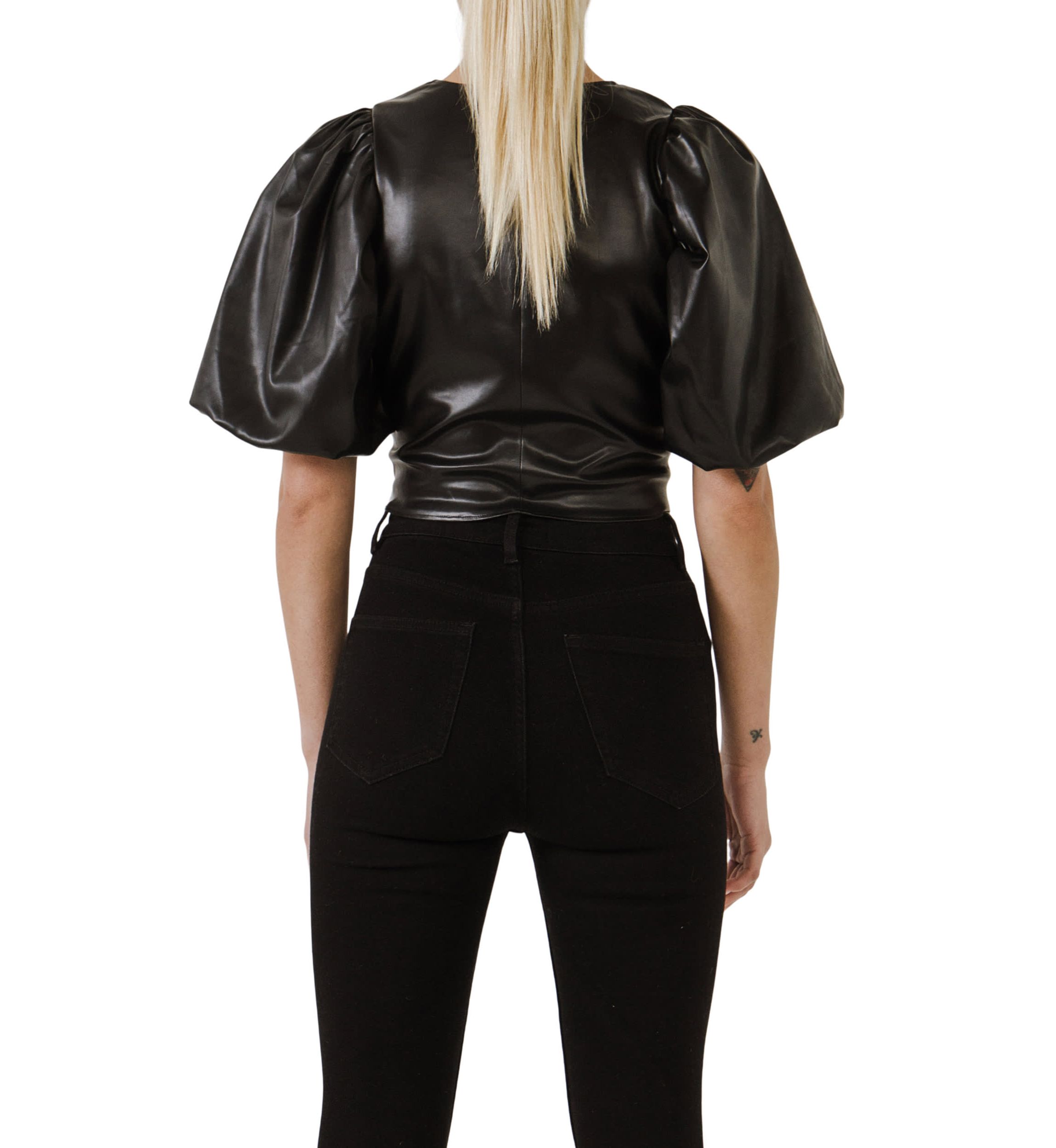 Pu Puff Sleeve Top