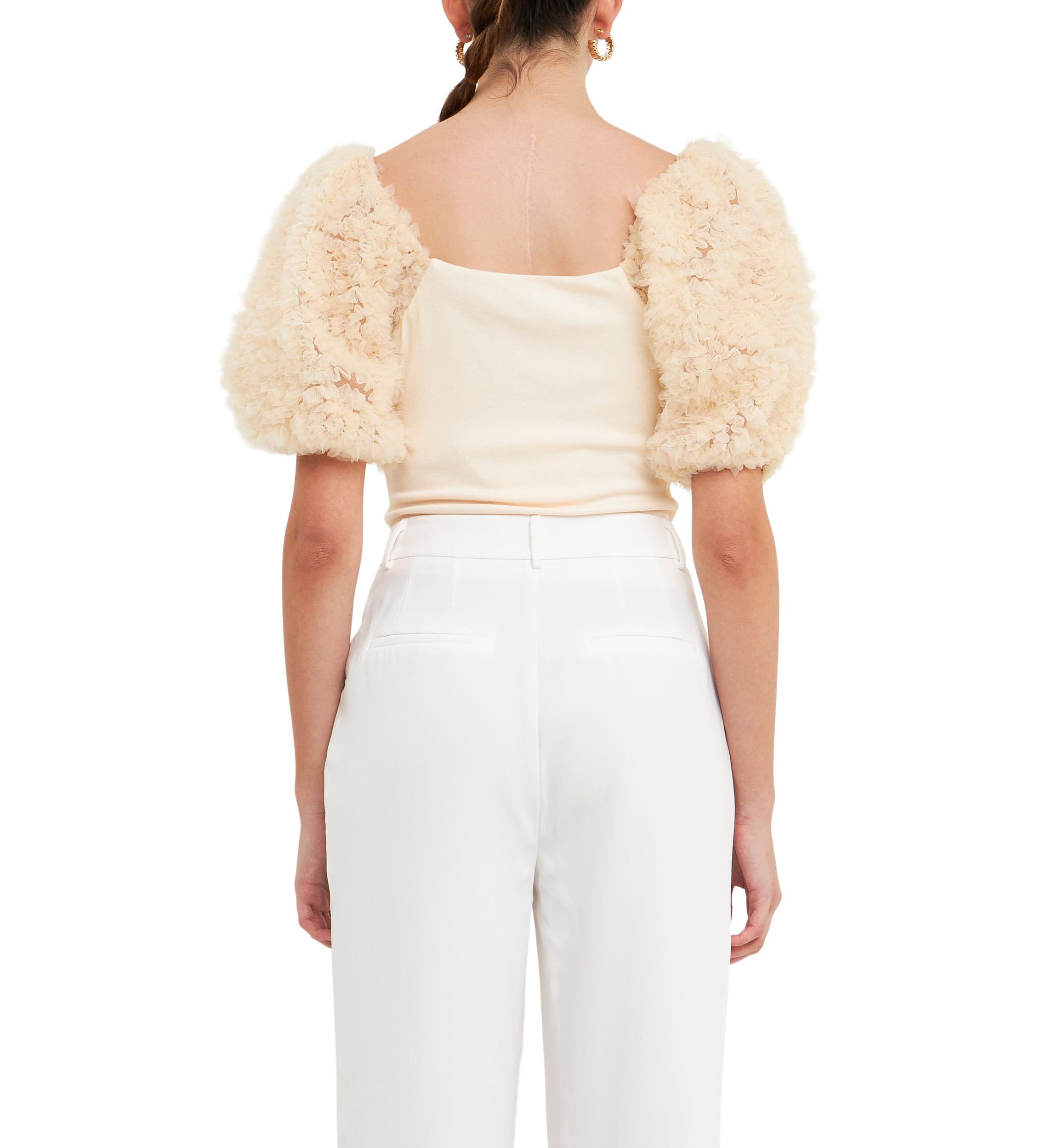 Tulle Puff Sleeve with Knit Top