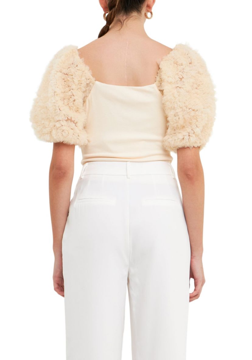 Tulle Puff Sleeve with Knit Top
