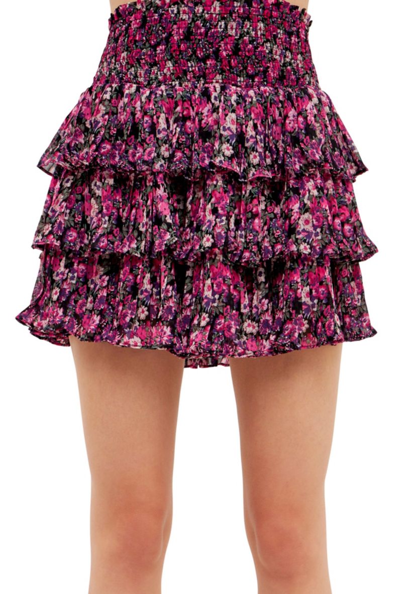 Chiffon Floral Printed Mini Skirt