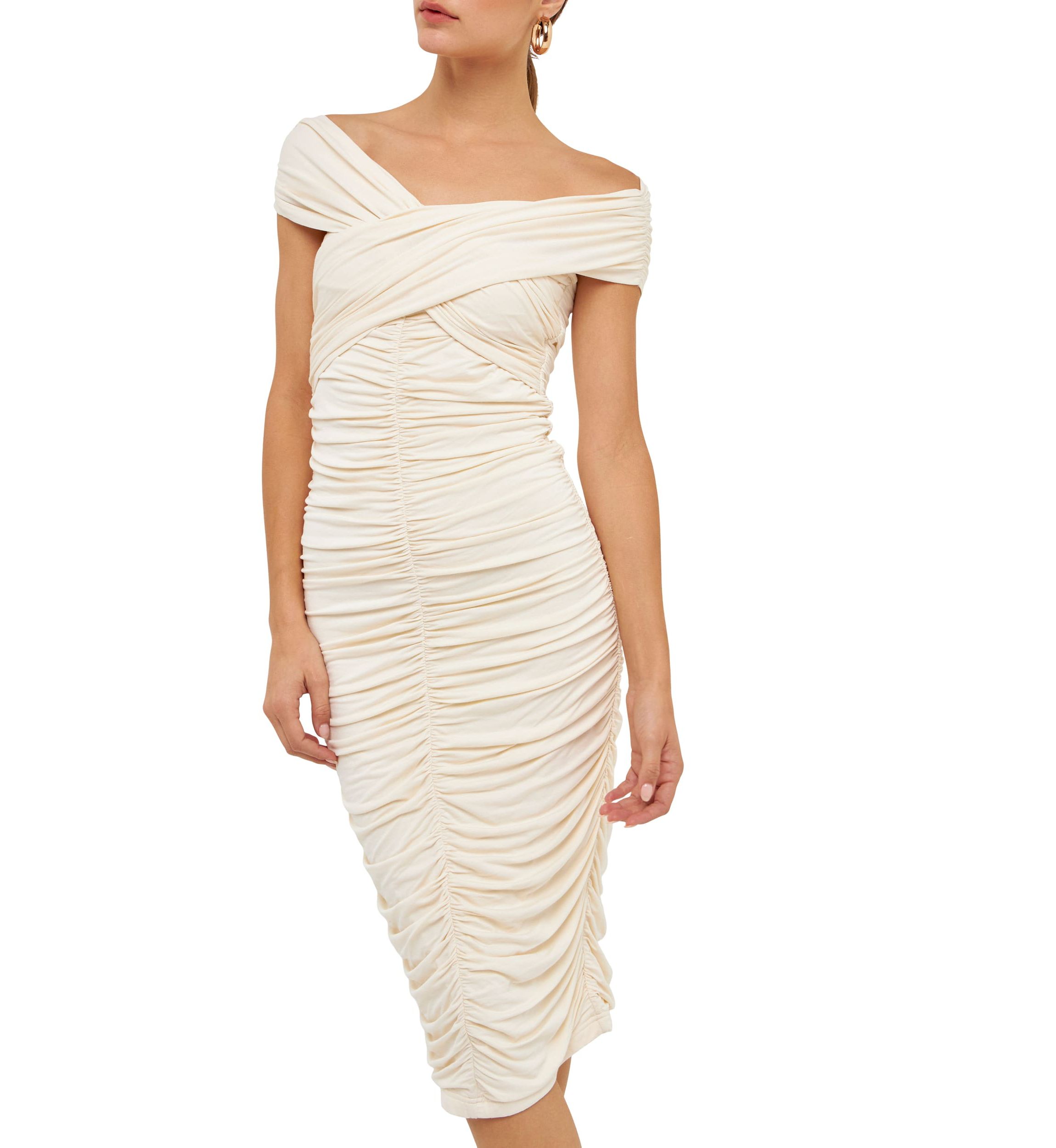 Draped Knit Midi Dress