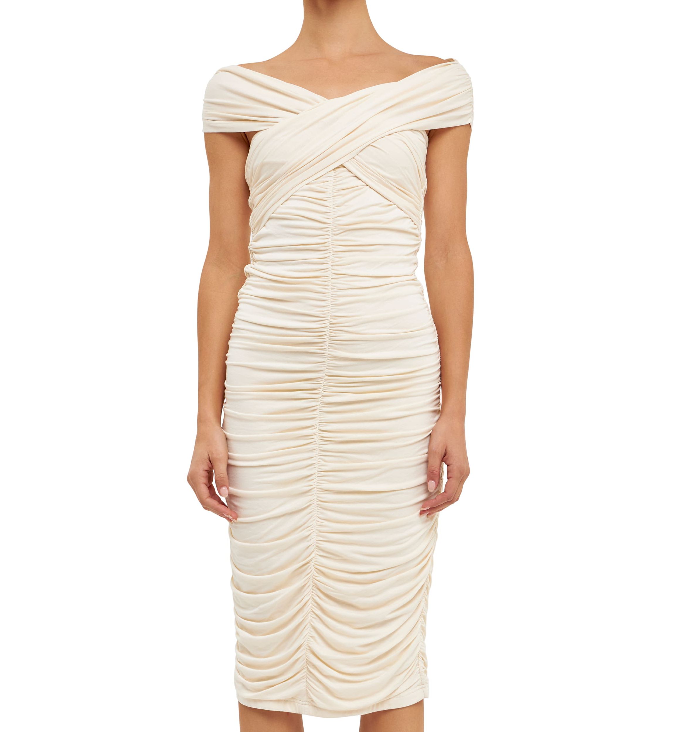 Draped Knit Midi Dress