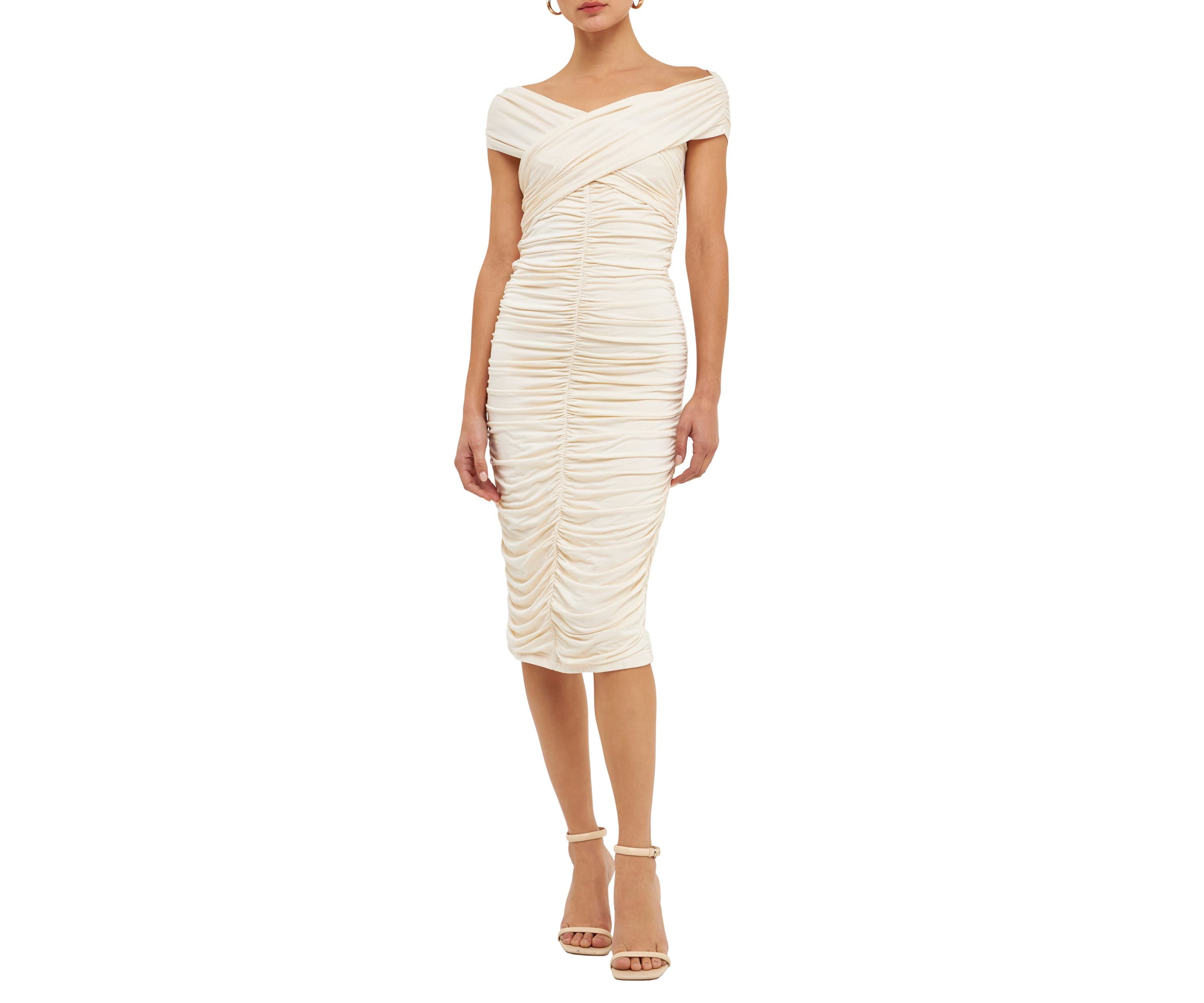Draped Knit Midi Dress