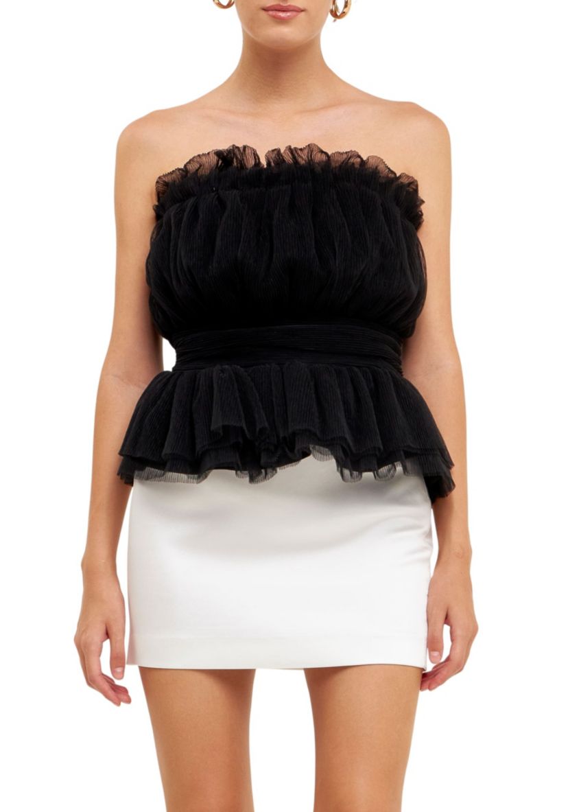 Strapless Tulle Banded Top