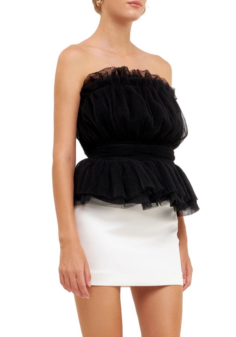 Strapless Tulle Banded Top