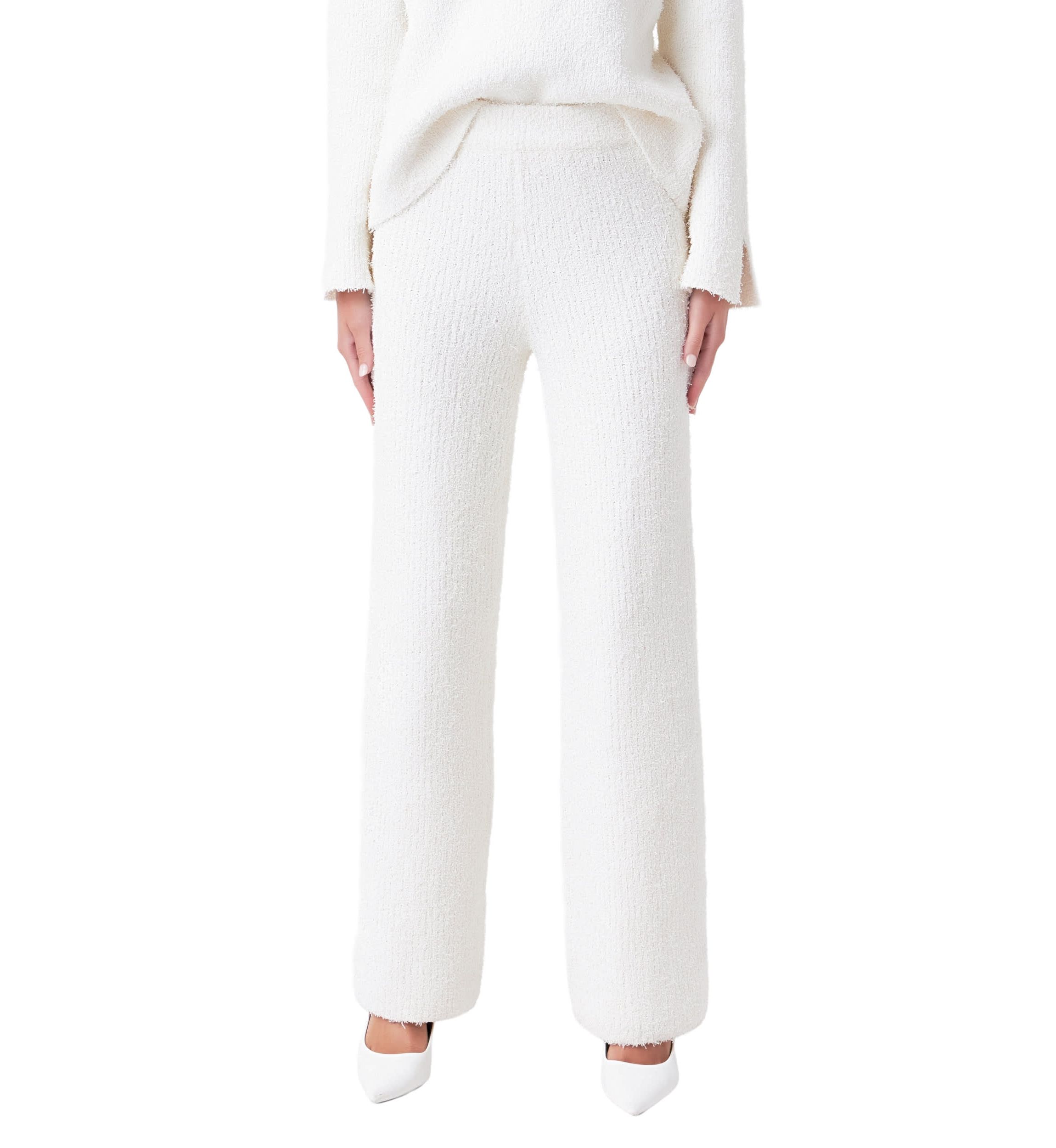 Textured Fuzzy Knit Pants