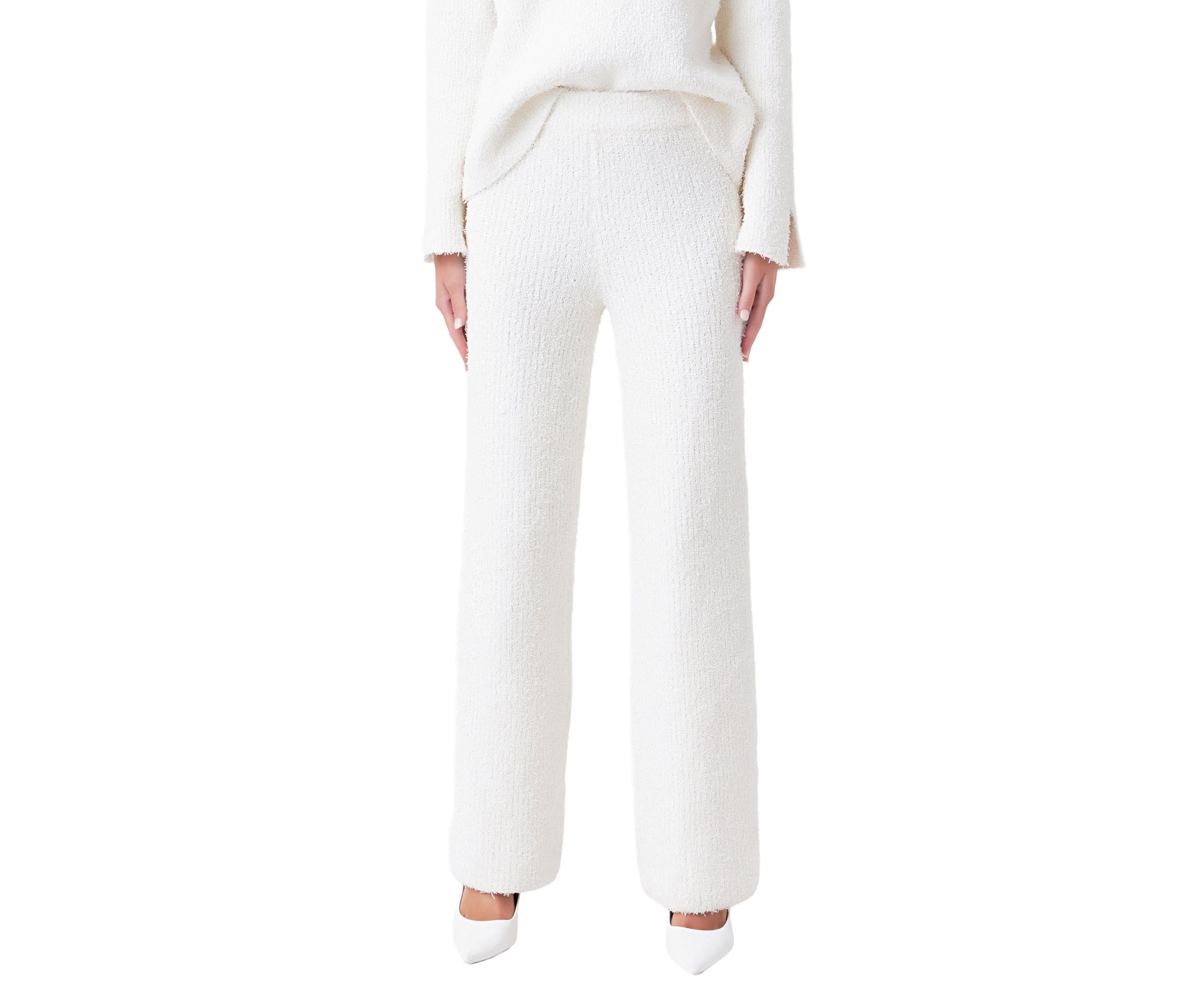 Textured Fuzzy Knit Pants