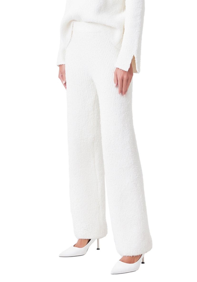 Textured Fuzzy Knit Pants