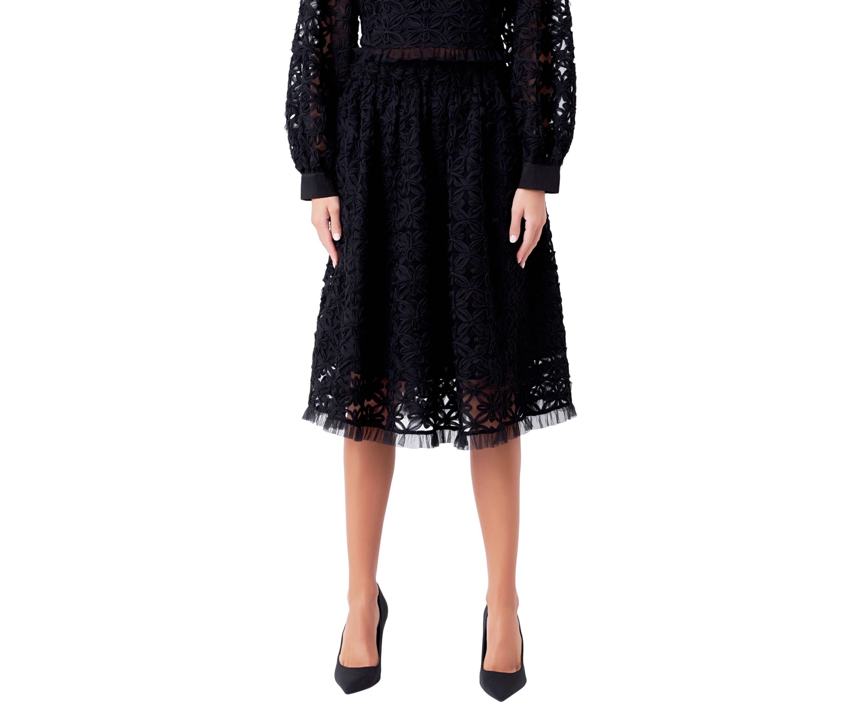 Floral Lace Midi Skirt