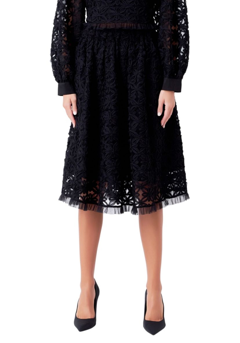 Floral Lace Midi Skirt