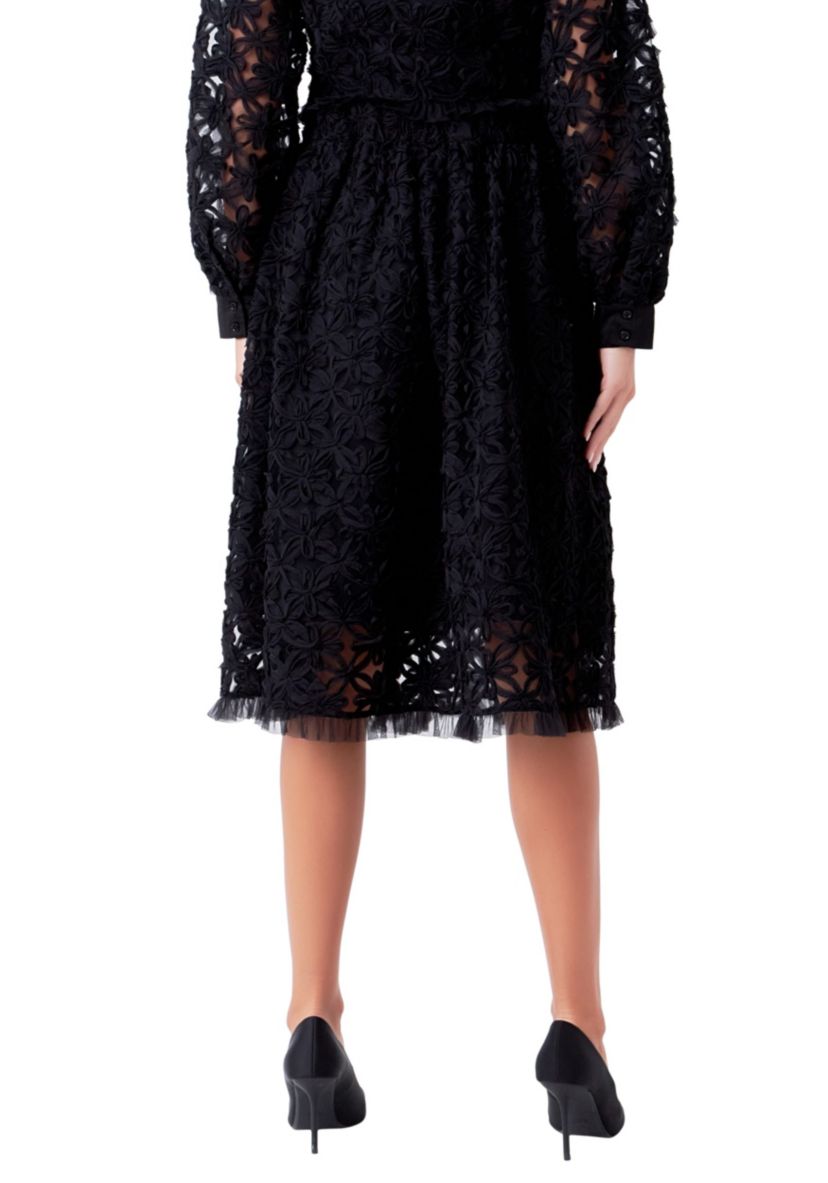 Floral Lace Midi Skirt