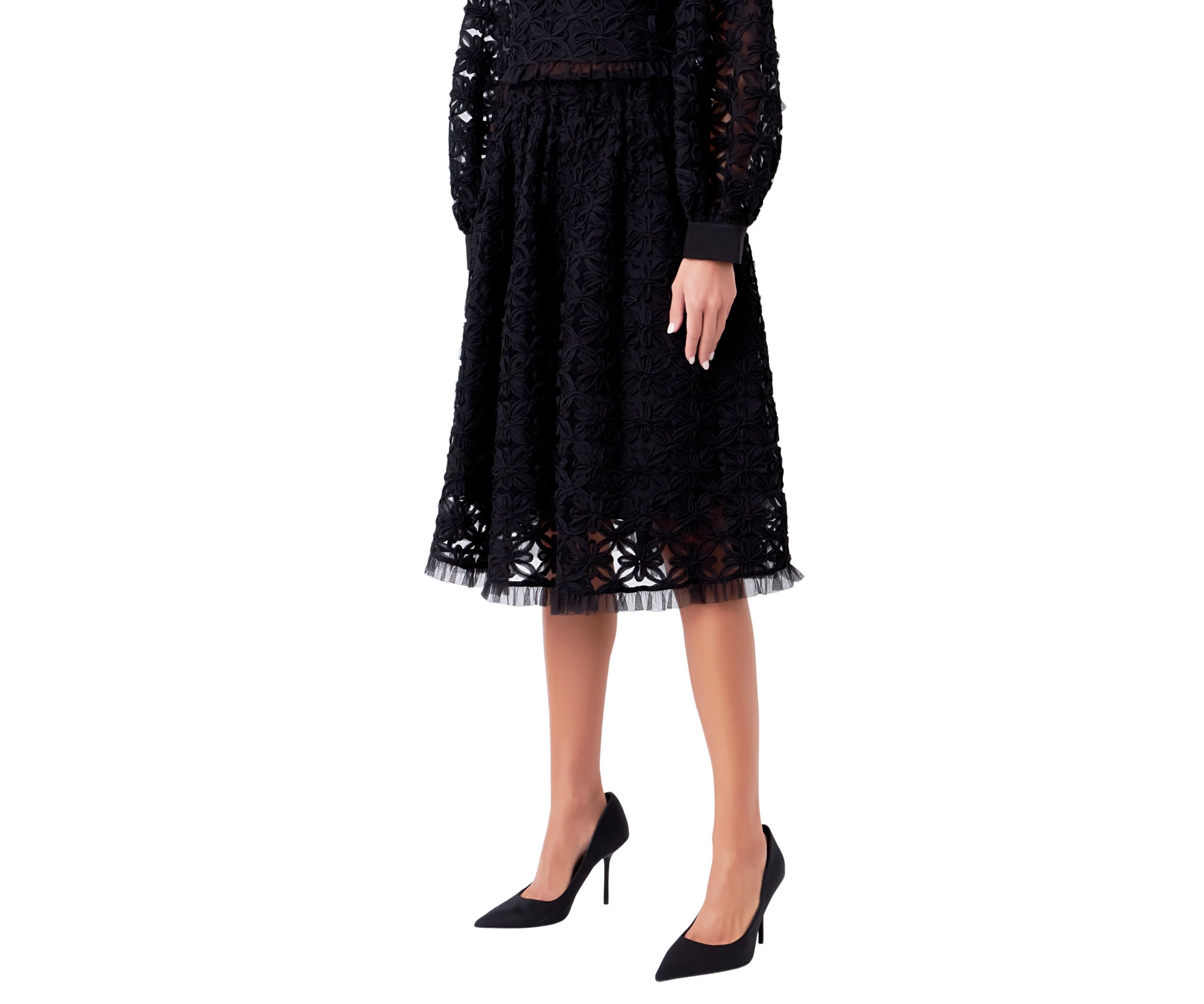 Floral Lace Midi Skirt