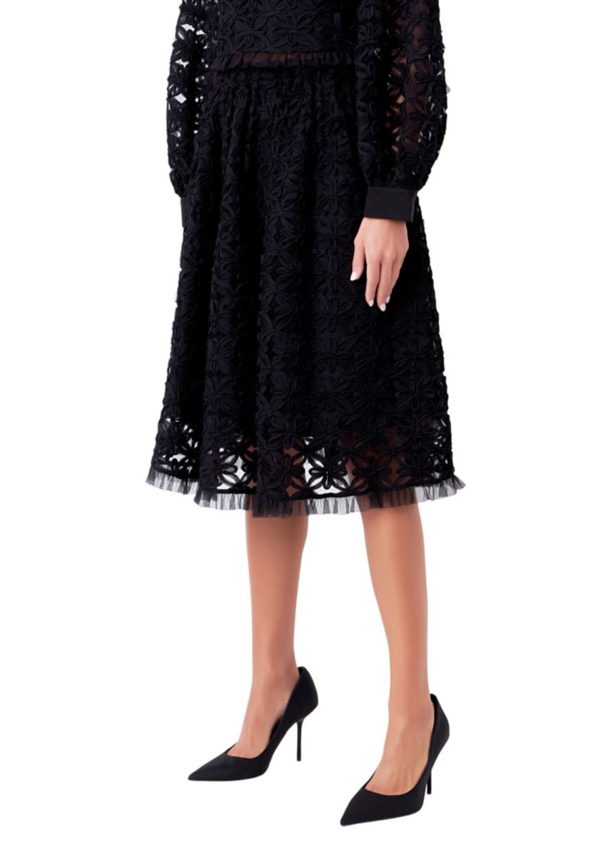 Floral Lace Midi Skirt