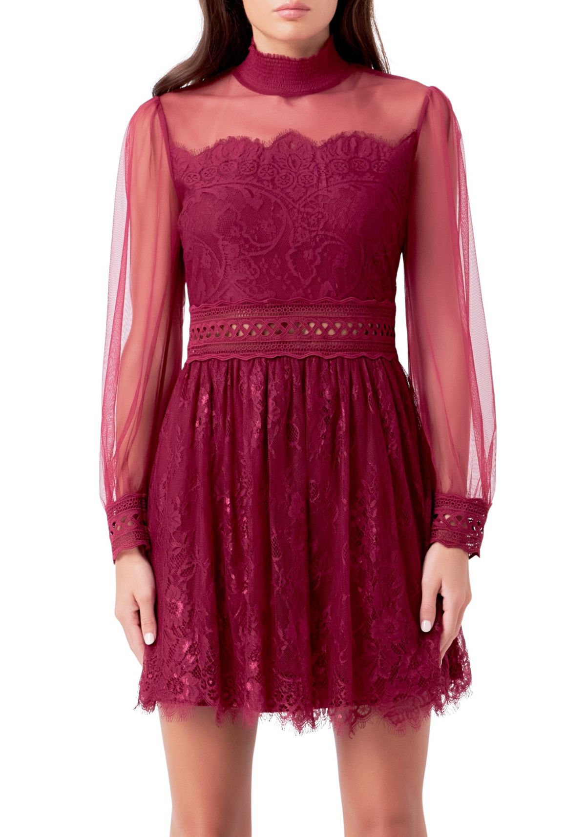Long Sleeve Lace Mini Dress