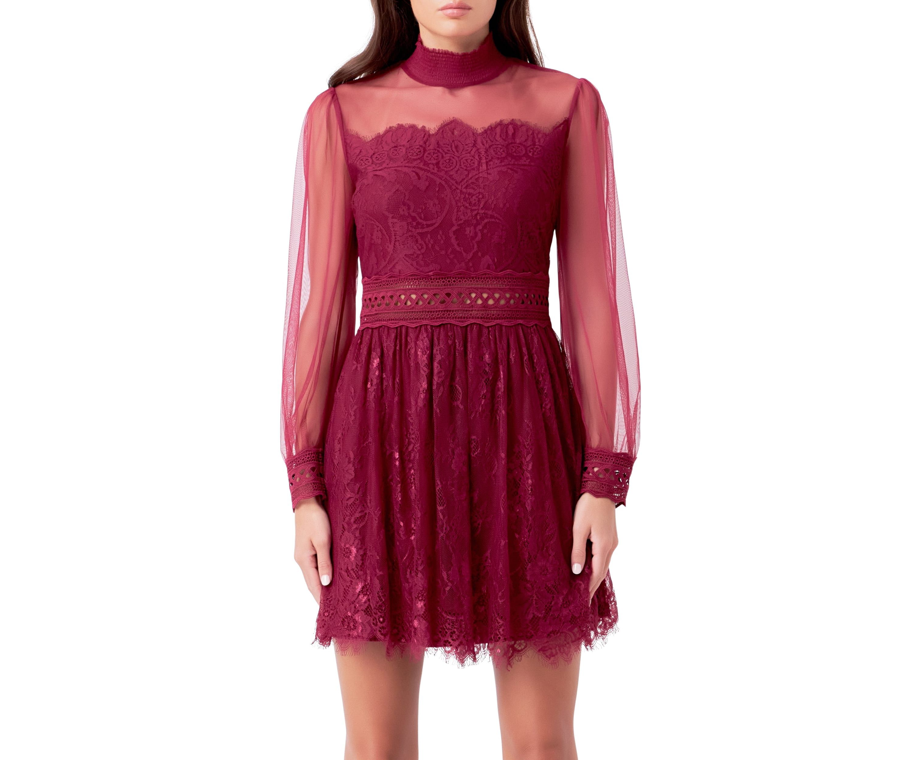 Long Sleeve Lace Mini Dress