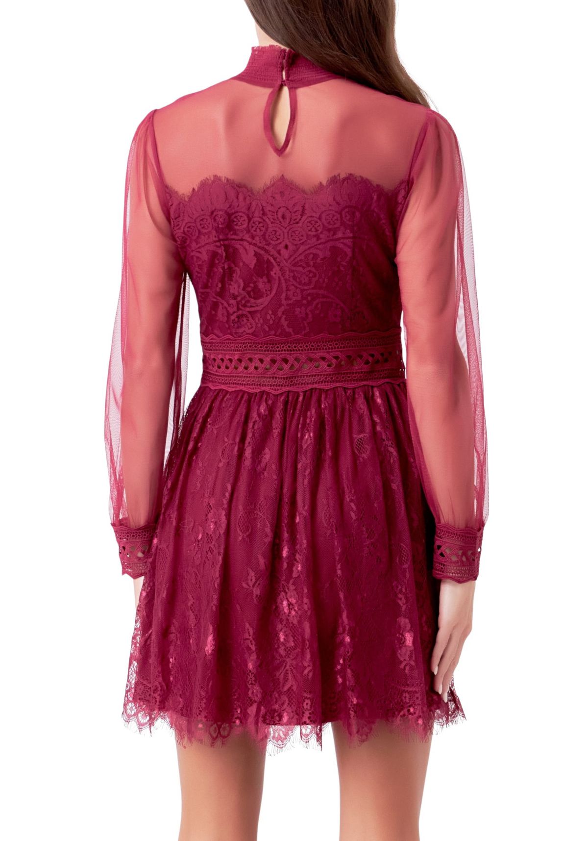 Long Sleeve Lace Mini Dress