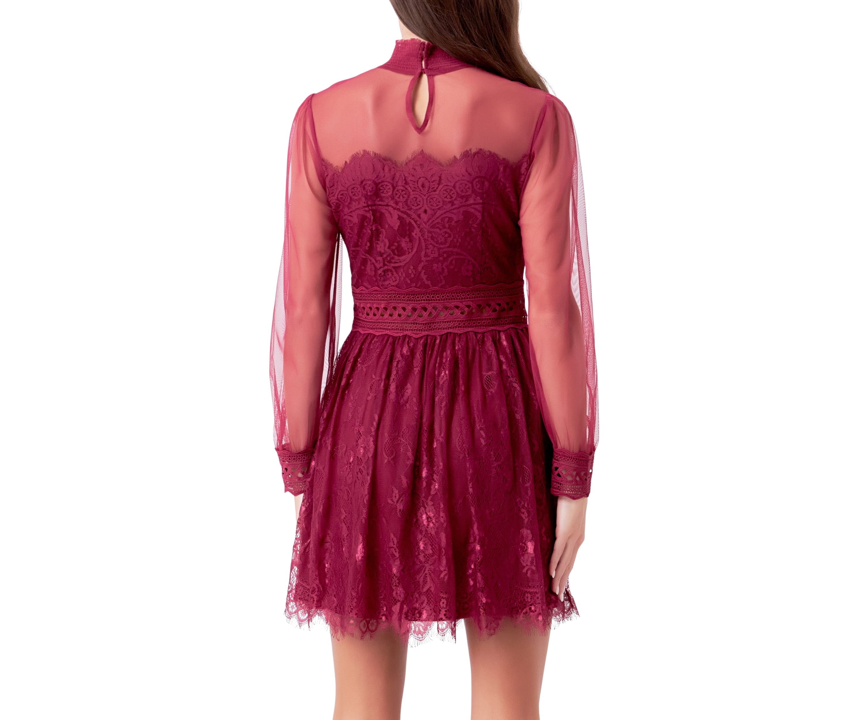 Long Sleeve Lace Mini Dress
